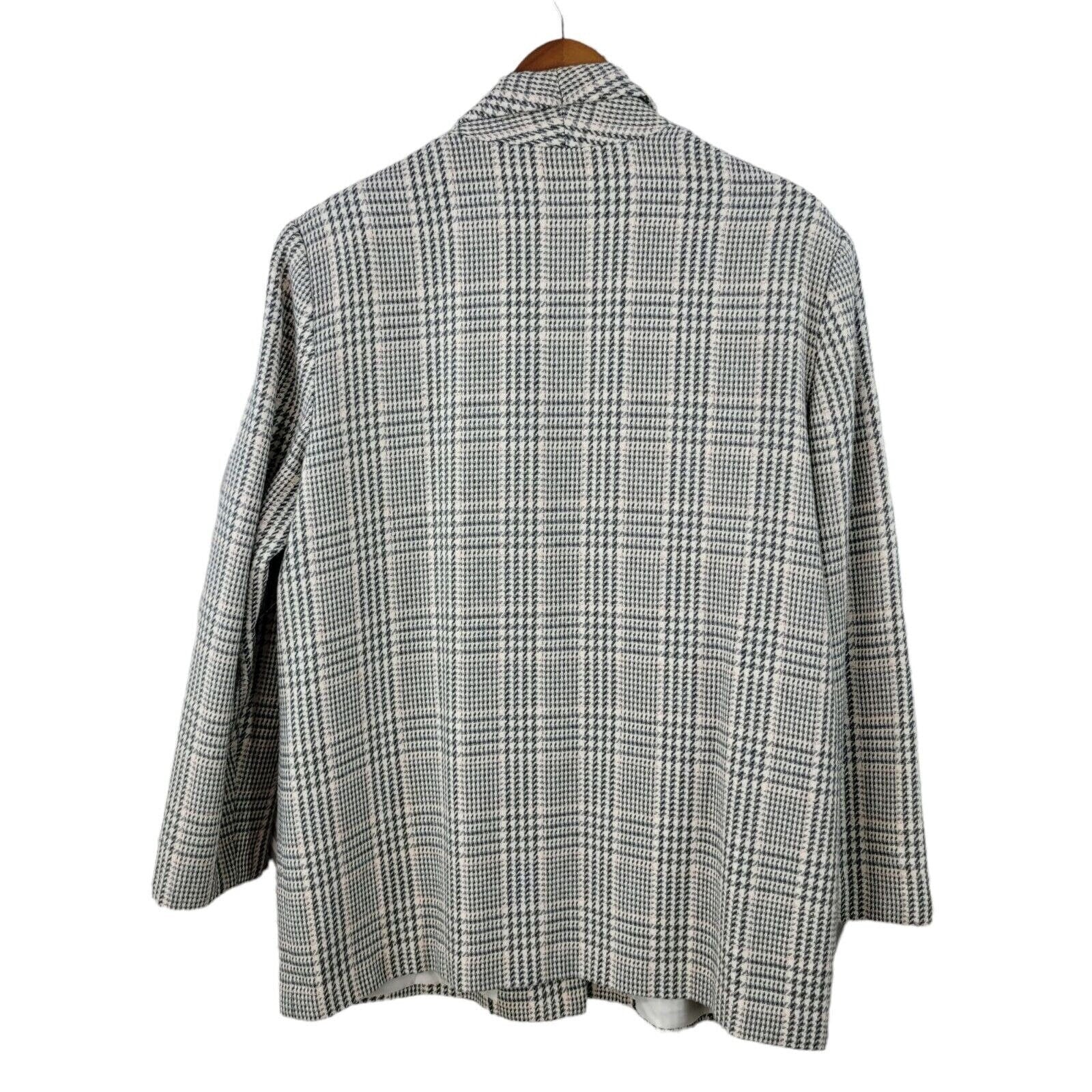 Vintage 90s Wool Tweed Blazer Jacket Size 16 Light/dark Academia Houndstooth by Tan Jay - Image 2