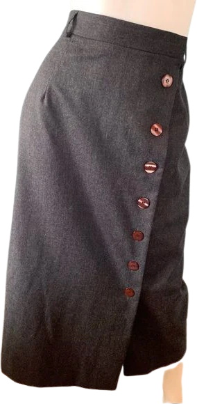 Vintage 90s Wool Wrap Skirt Side Button Trouser Style Column by Talbots