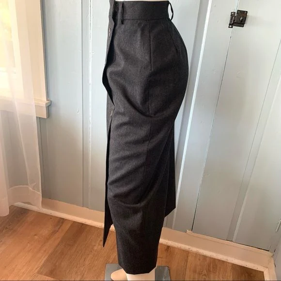 Vintage 90s Wool Wrap Skirt Side Button Trouser Style Column by Talbots - Image 2