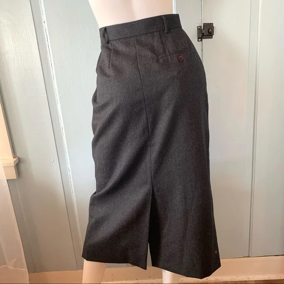 Vintage 90s Wool Wrap Skirt Side Button Trouser Style Column by Talbots - Image 3