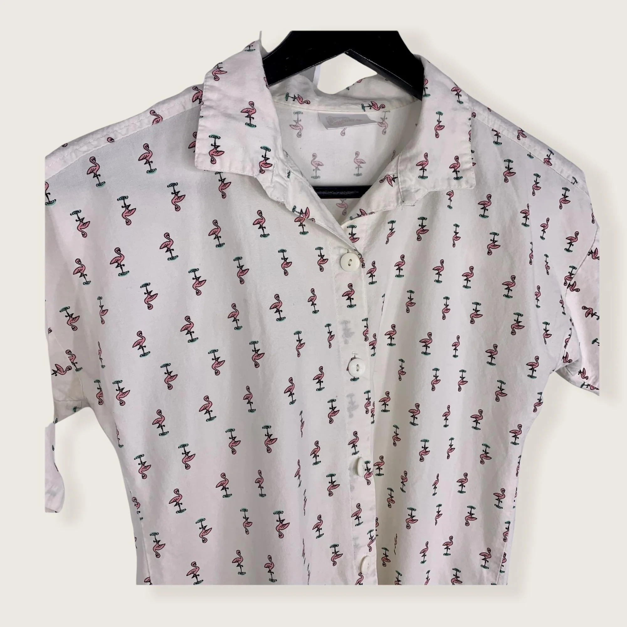 Vintage 90s Youth Swat Flamingo Button Up Shirt by Swat - Image 3