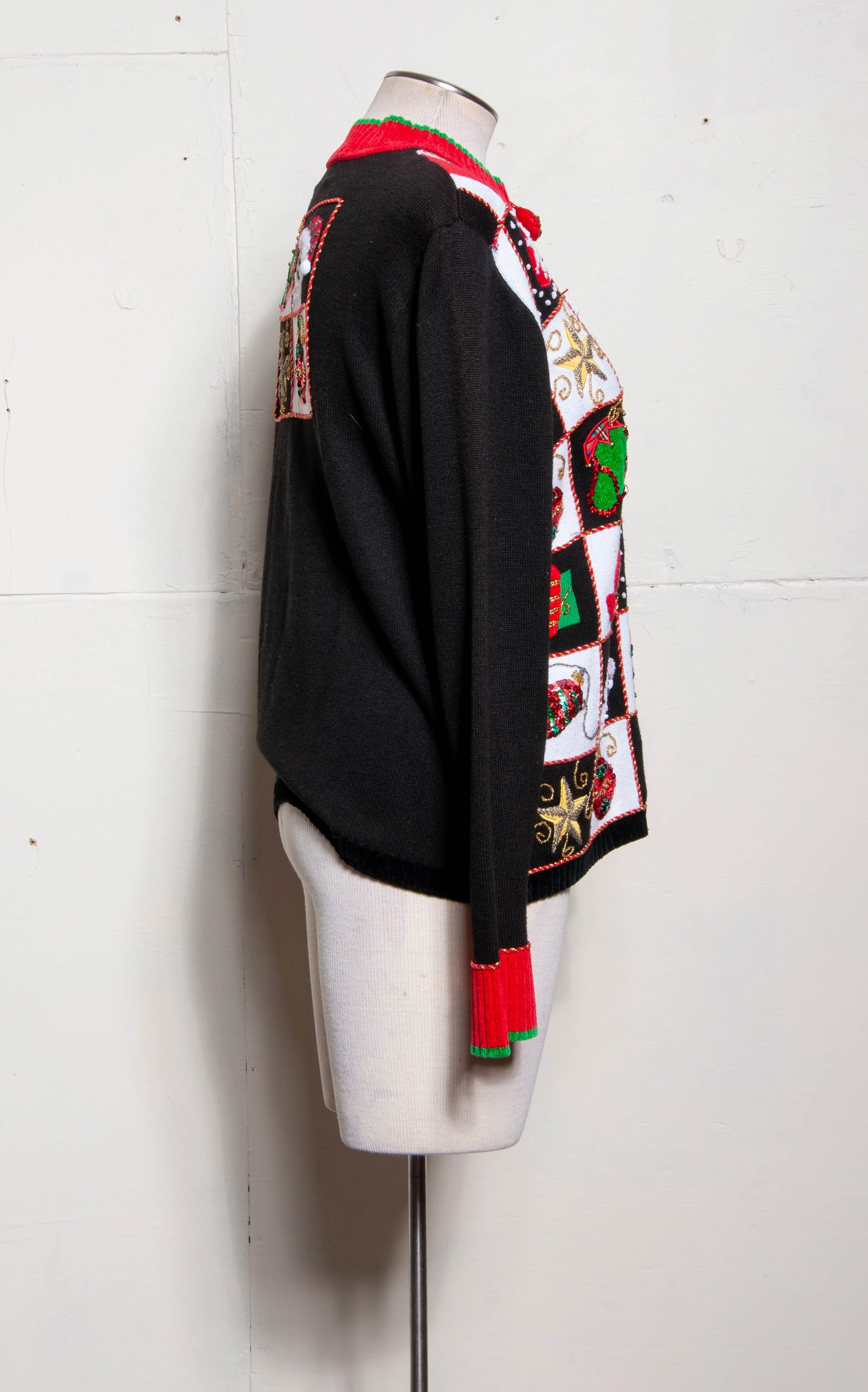 Vintage 90s Zip Up Embellished Christmas Sweater/jacket by Berek - Image 4