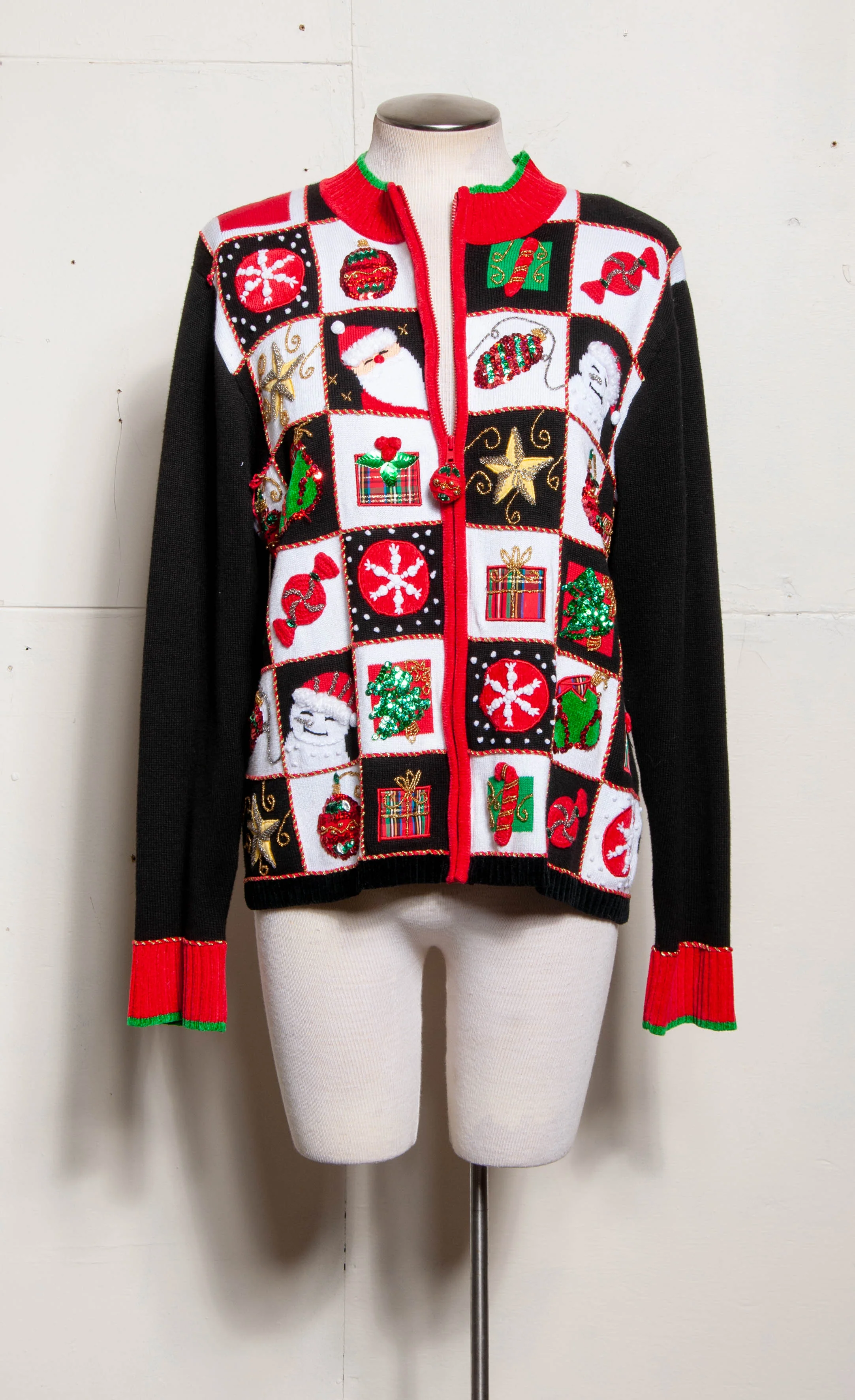 Vintage 90s Zip Up Embellished Christmas Sweater/jacket by Berek - Image 7