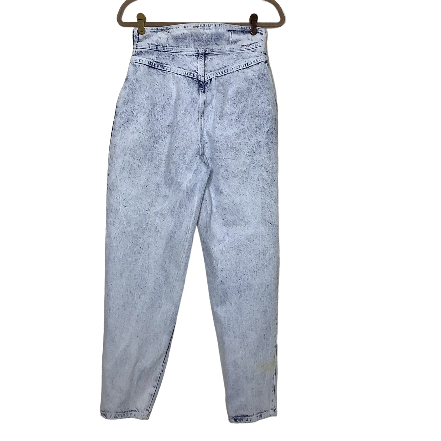Vintage Acid Wash Jeans 80s Wide Asymmetrical Button Waist Yoke High Rise 28x29 by Bonnie - Image 2
