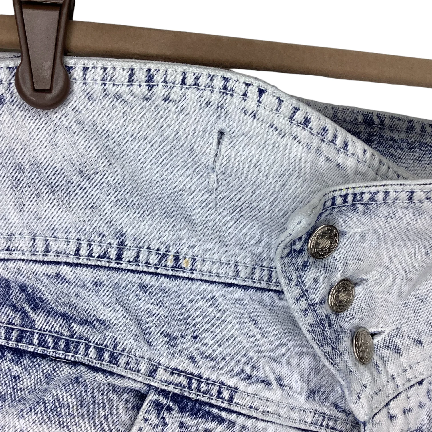 Vintage Acid Wash Jeans 80s Wide Asymmetrical Button Waist Yoke High Rise 28x29 by Bonnie - Image 8