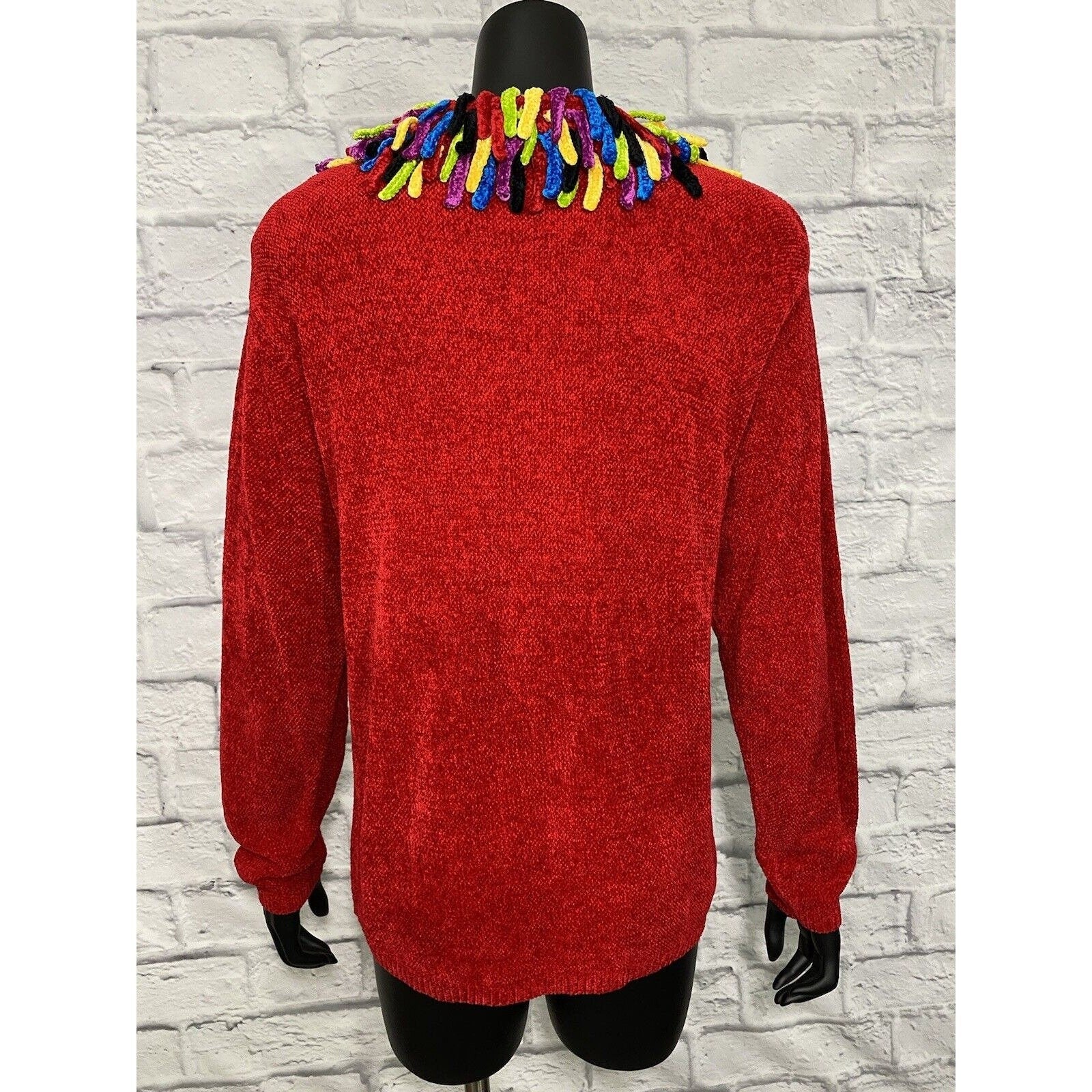 Vintage Acrylic Fringe Shaggy Collar Sweater by Lisa International - Image 2