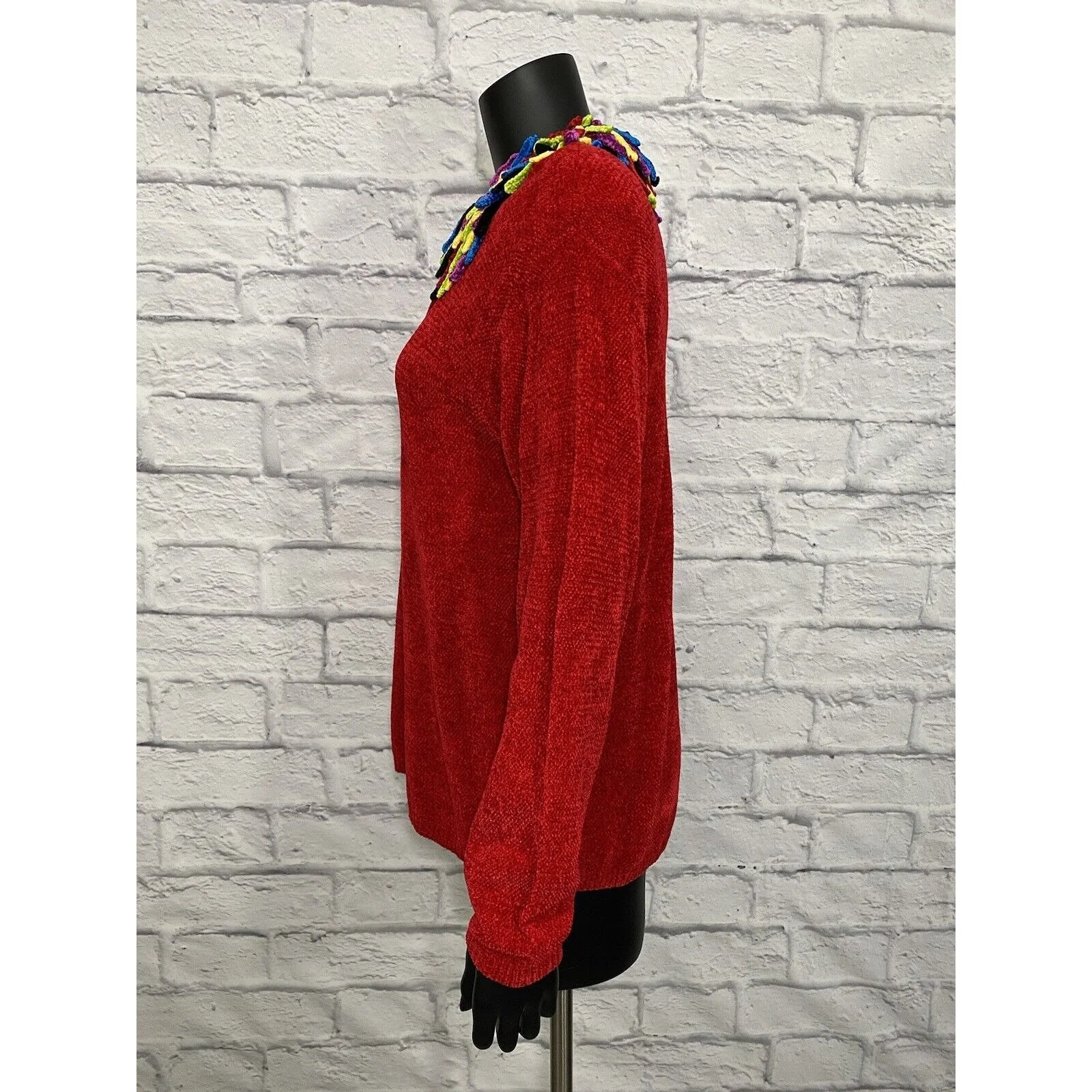 Vintage Acrylic Fringe Shaggy Collar Sweater by Lisa International - Image 4