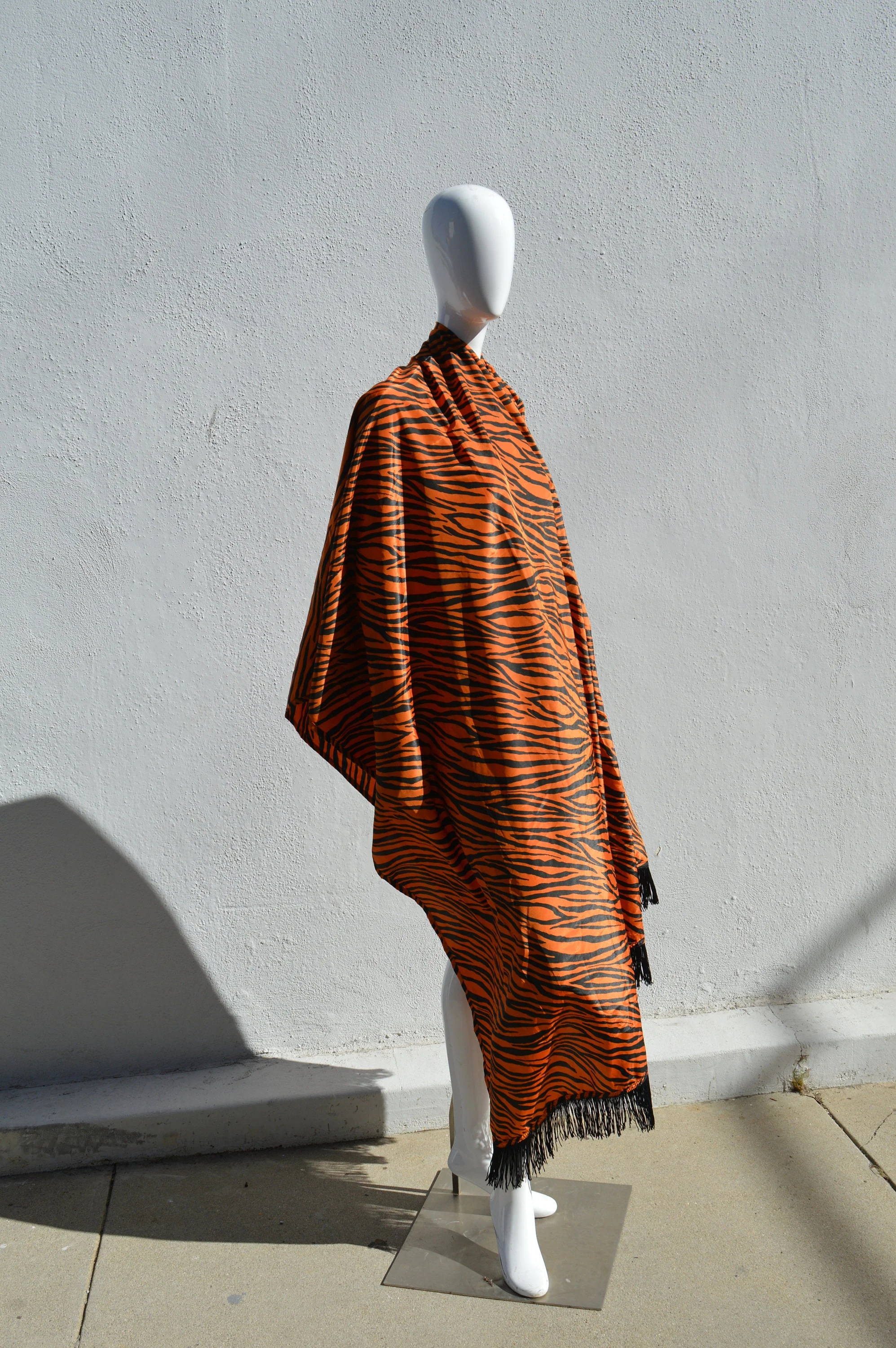 Vintage Animal Print Tiger Scarf Large and Wide Tiger Print Wrap Shawl Polyester 70s Scarf - Image 3
