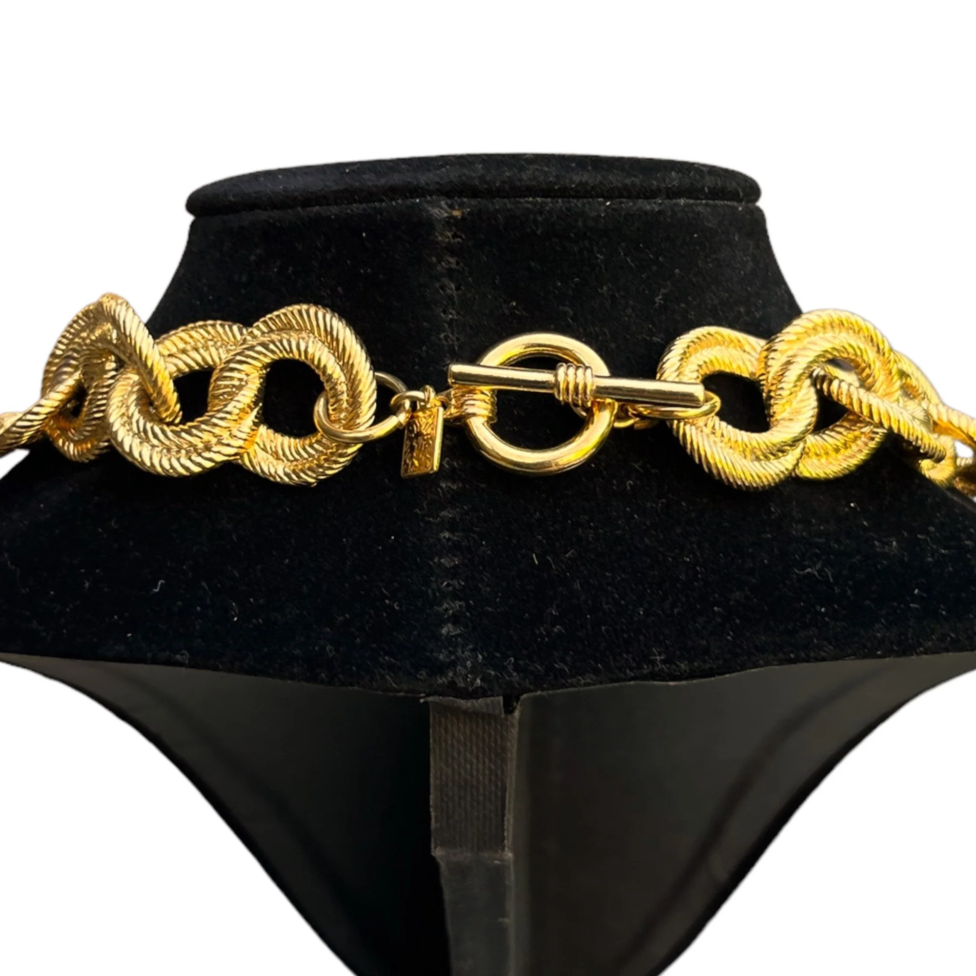 Vintage Anne Klein Necklace 80s 90s Runway Couture Matte Brushed Gold Chunky Heavy Chain Link by Anne Klein - Image 3