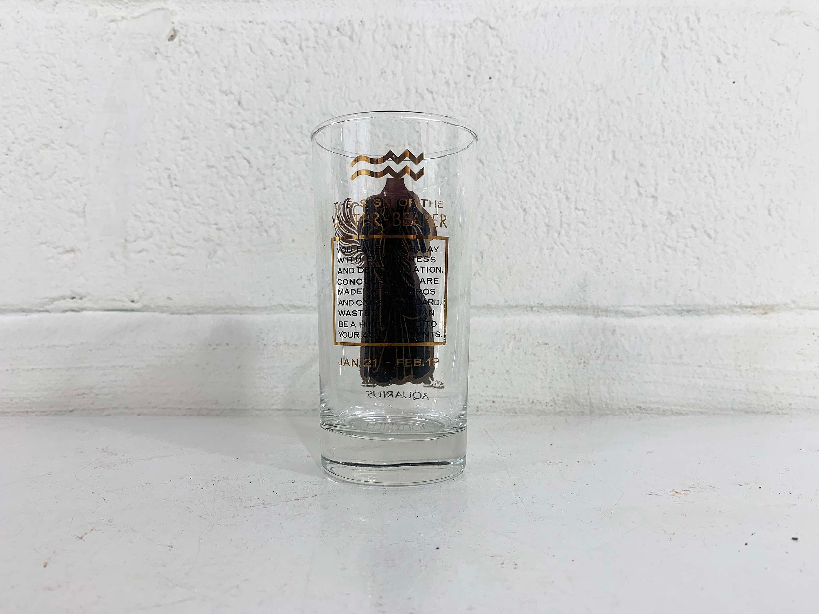 Vintage Aquarius Zodiac Glass Astrology Black and Gold Horoscope Highball Glasses 50s Mcm by Anchor Hocking - Image 2