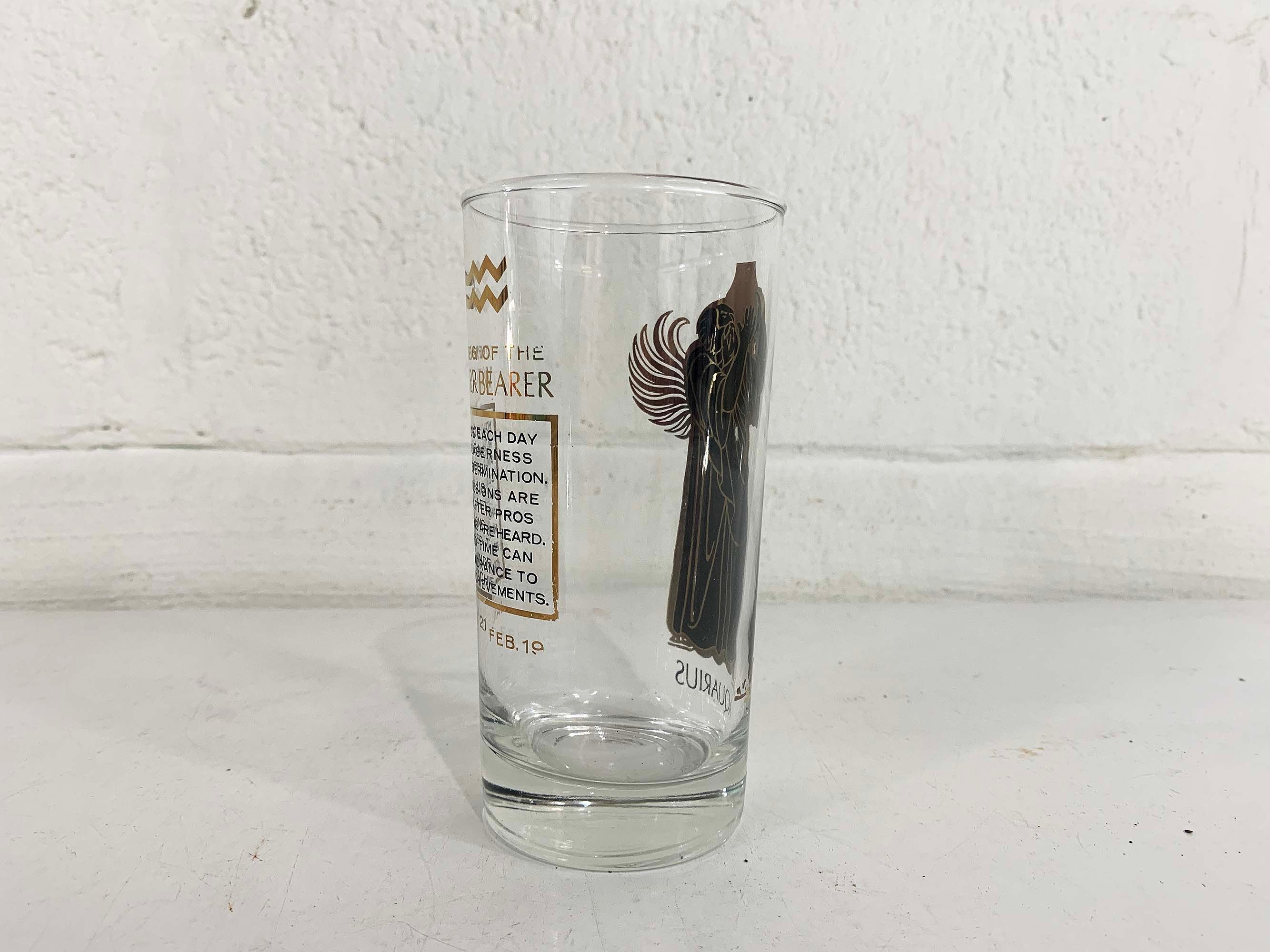 Vintage Aquarius Zodiac Glass Astrology Black and Gold Horoscope Highball Glasses 50s Mcm by Anchor Hocking - Image 5