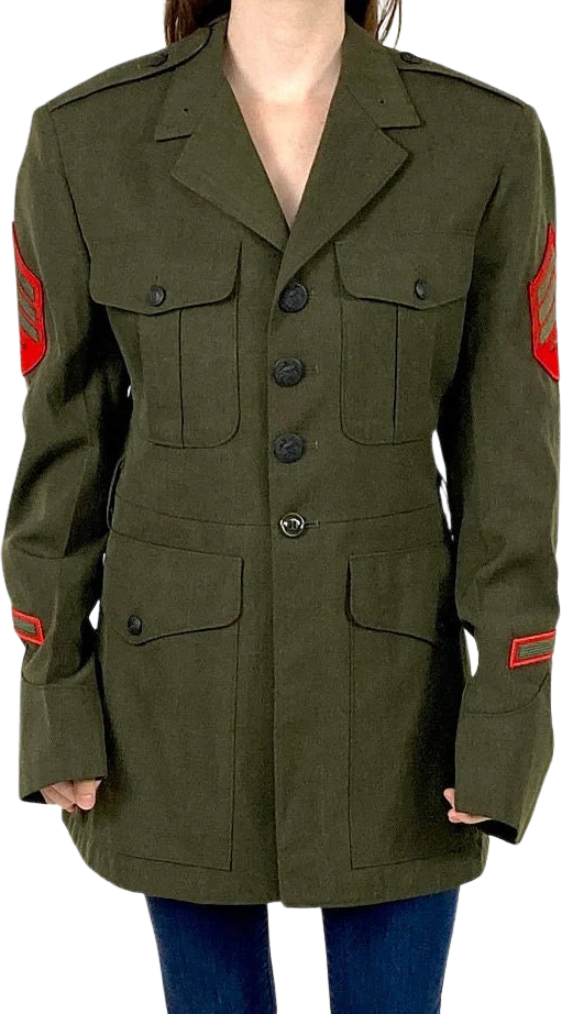 Vintage Army Green Military Jacket Button Fitted Blazer Jacket Preppy Band Vintage Dress Jacket by Crown Clothing Company