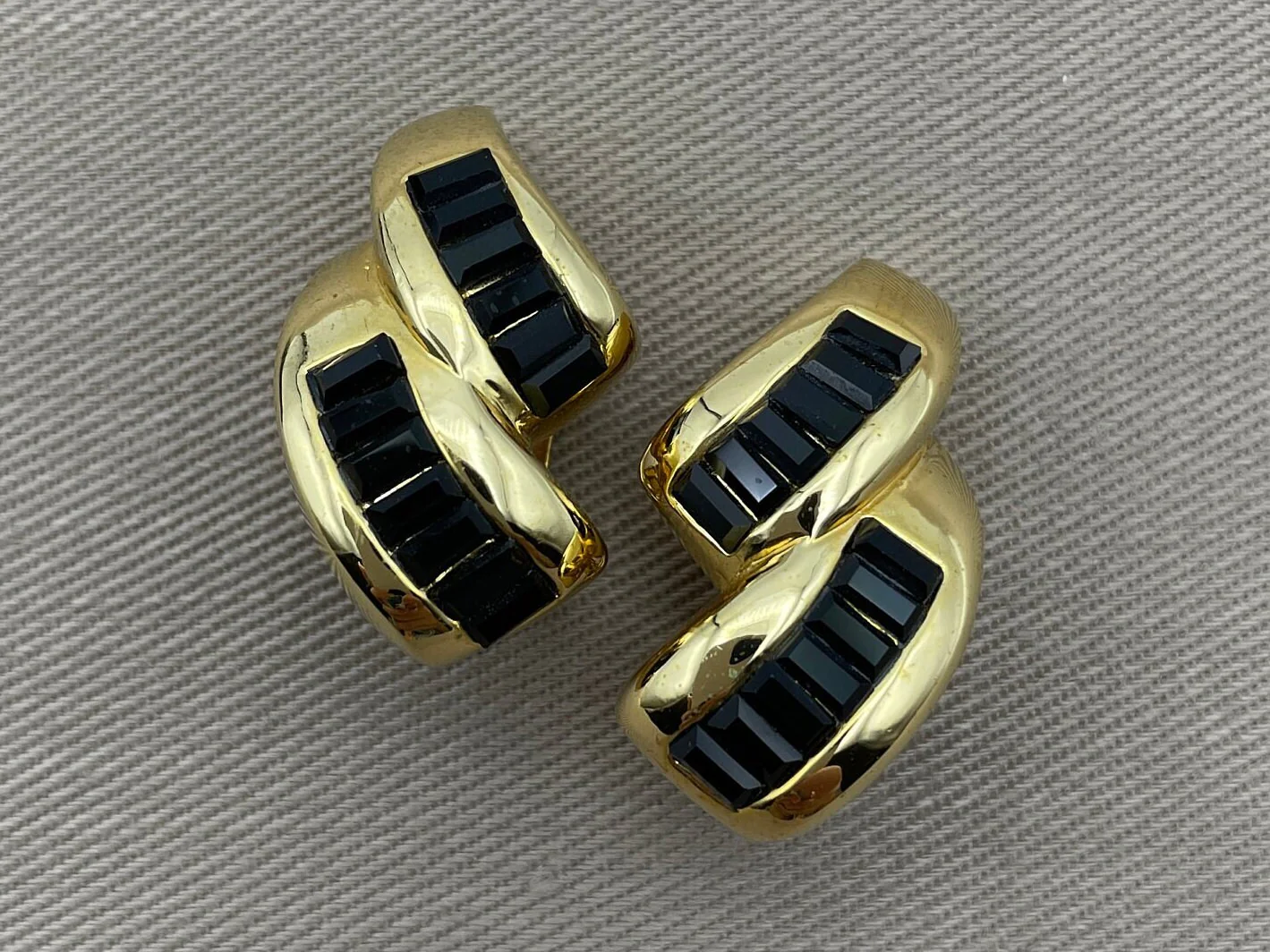 Vintage Art Deco Italian Signed Clip-On Statement Earrings by Replica - Image 3