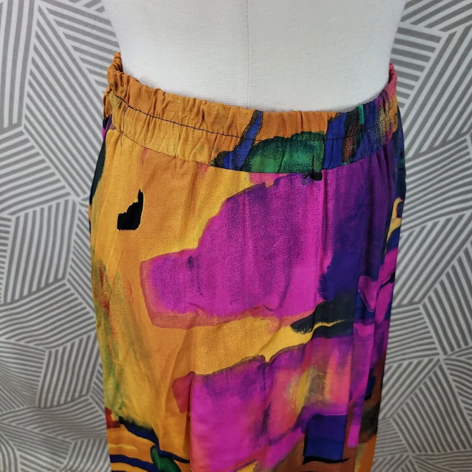 Vintage Art To Wear Skirt Plus Size 22/24 3x Midi Long Bright a Elastic Waist - Image 6