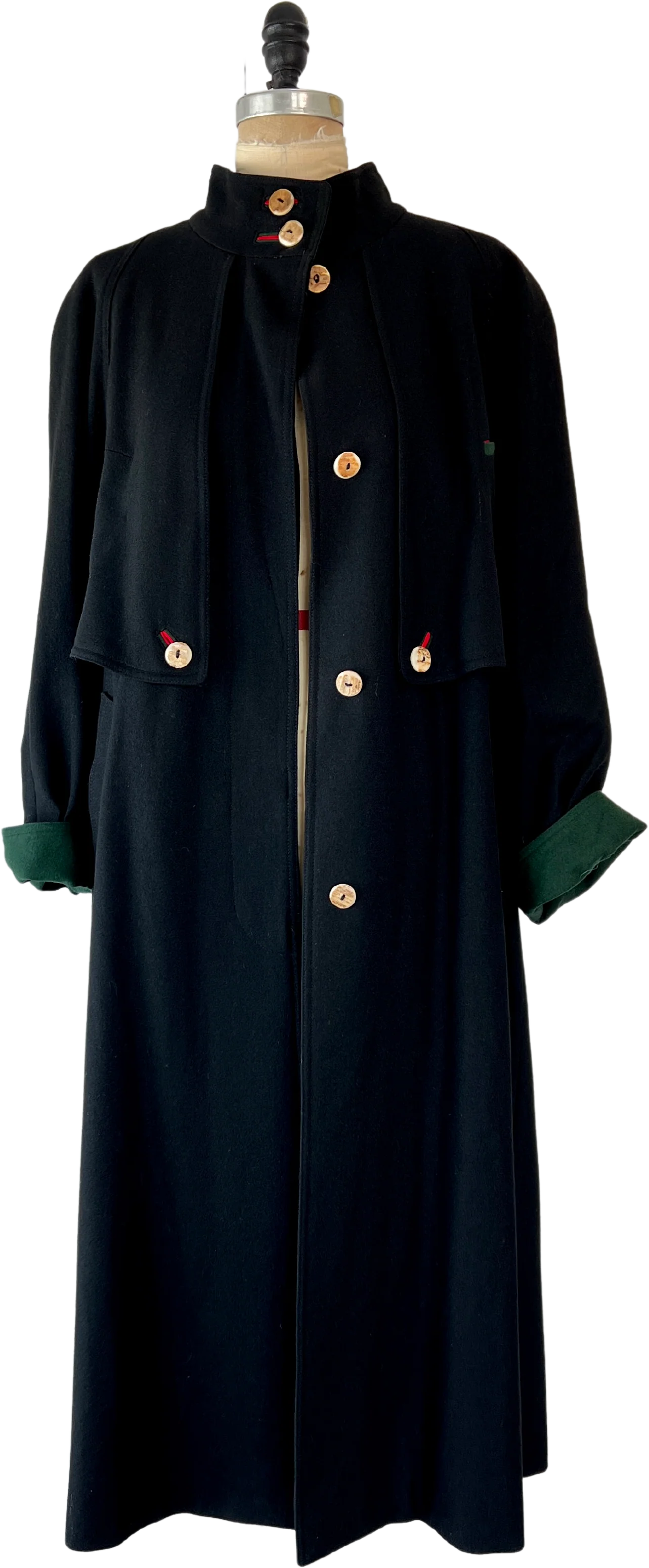 Vintage Austrain Wool Caped Trench Coat