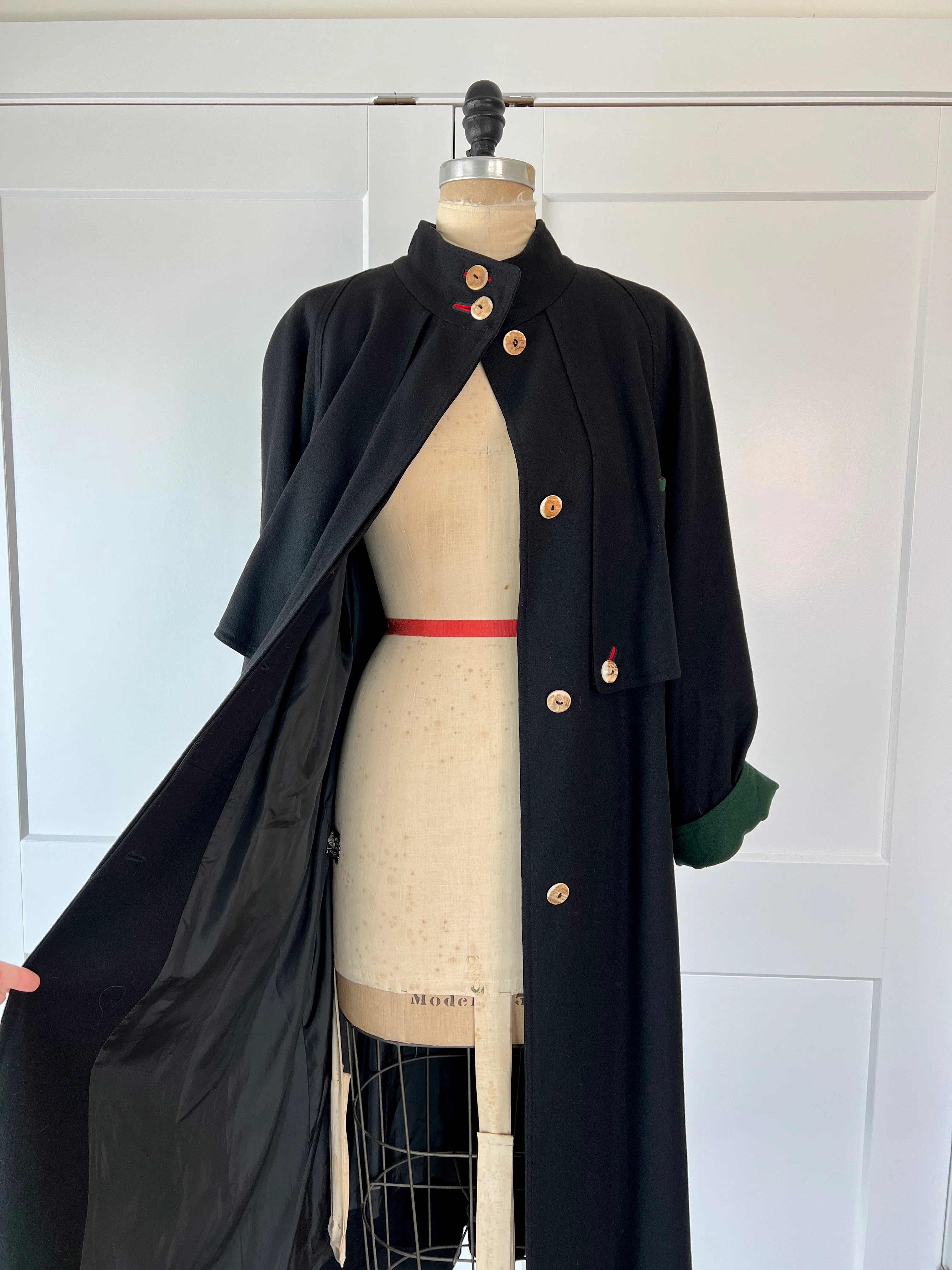 Vintage Austrain Wool Caped Trench Coat - Image 4
