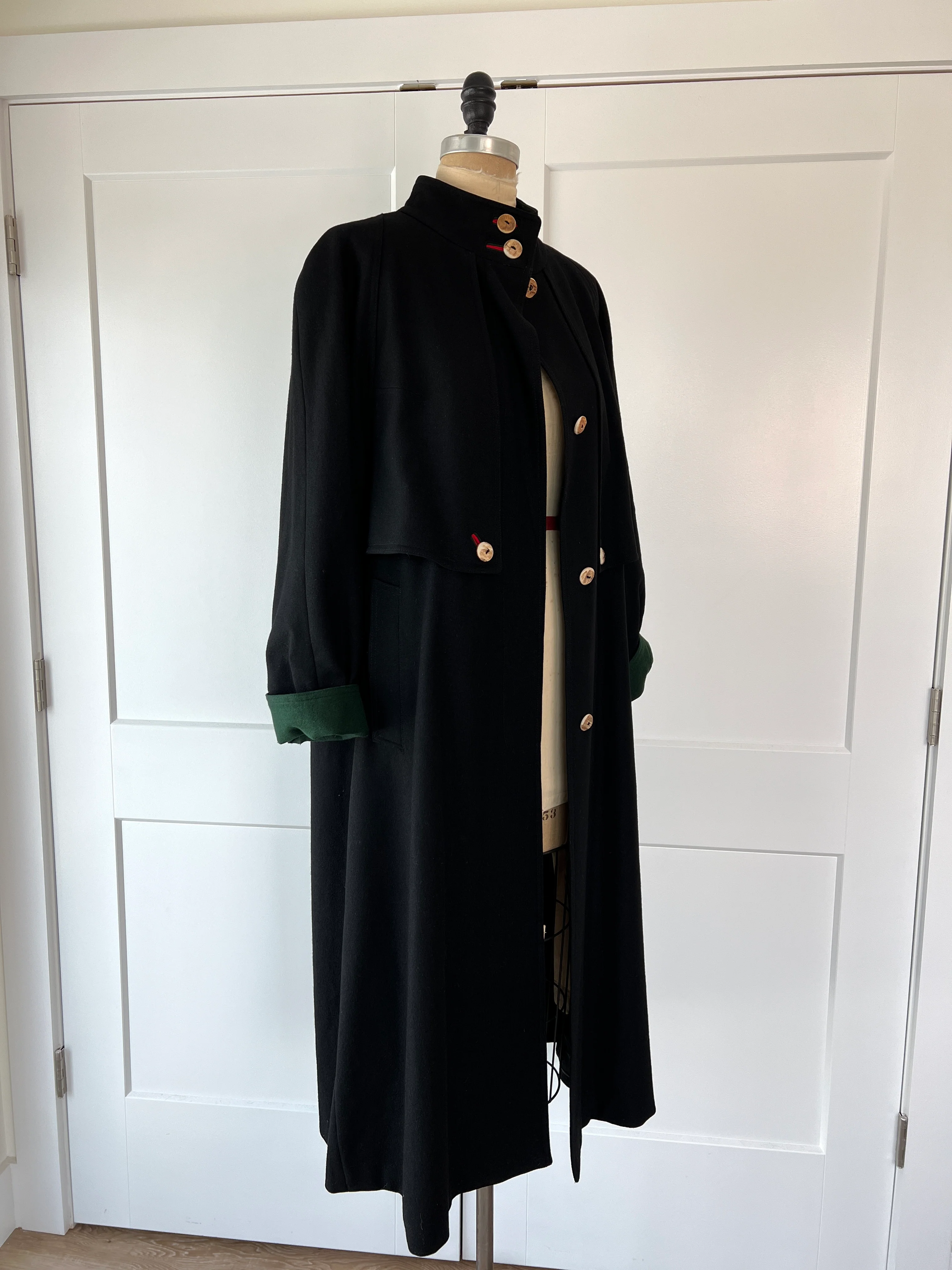 Vintage Austrain Wool Caped Trench Coat - Image 5