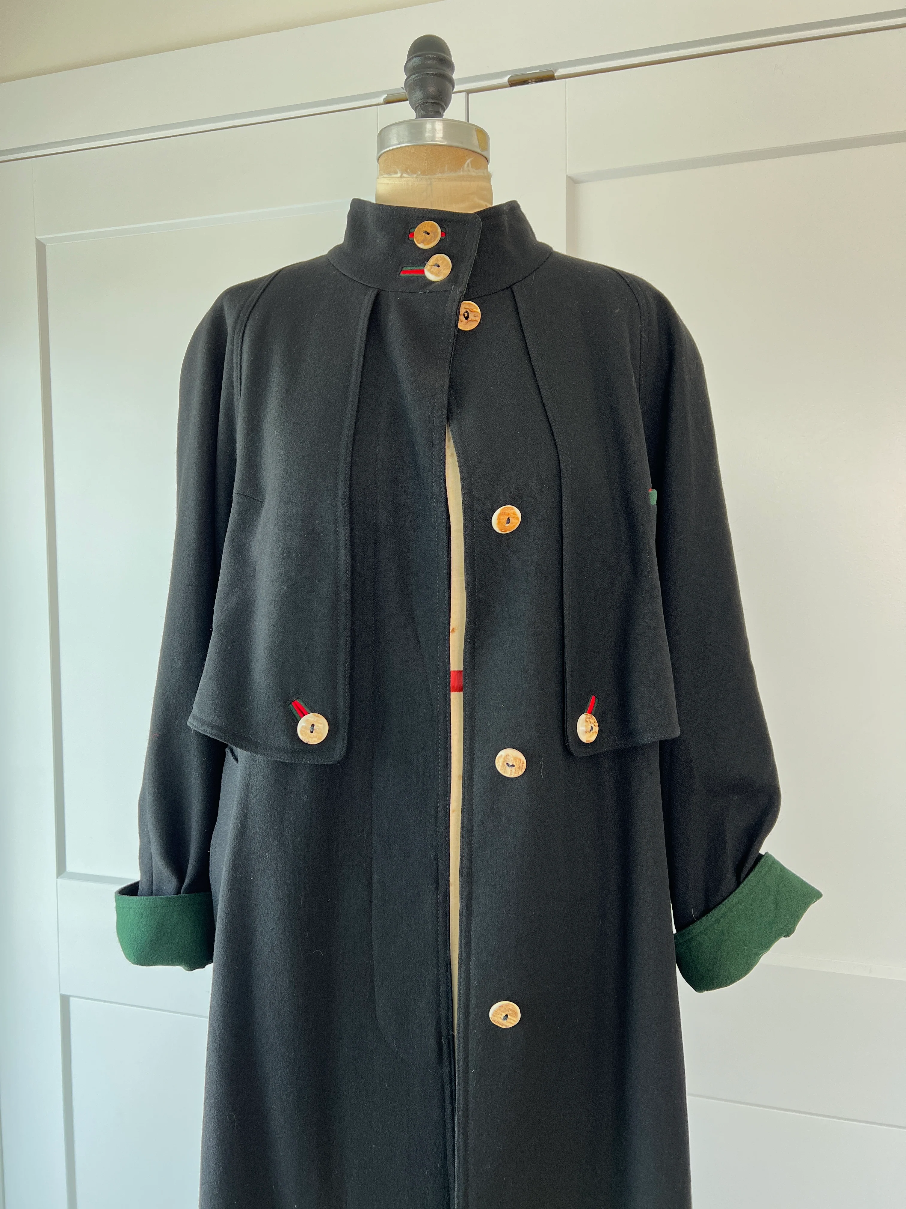 Vintage Austrain Wool Caped Trench Coat - Image 9
