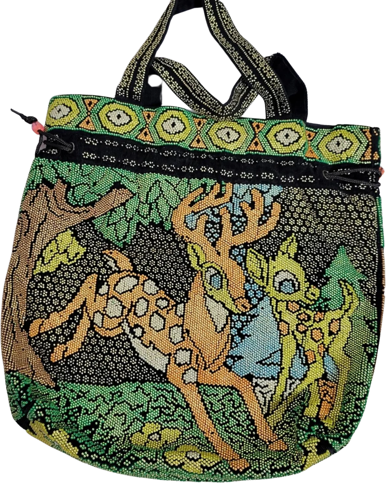 Vintage Bambi Beaded Drawstring Purse