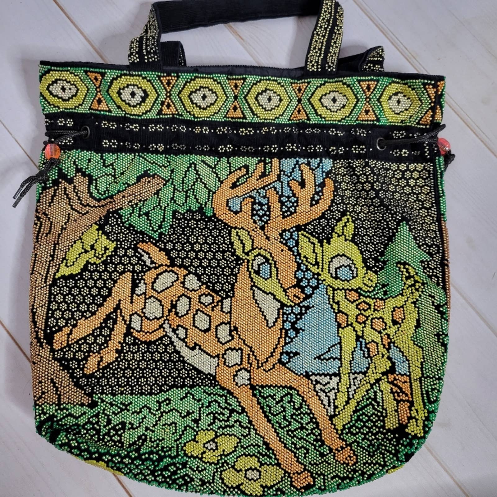 Vintage Bambi Beaded Drawstring Purse - Image 2