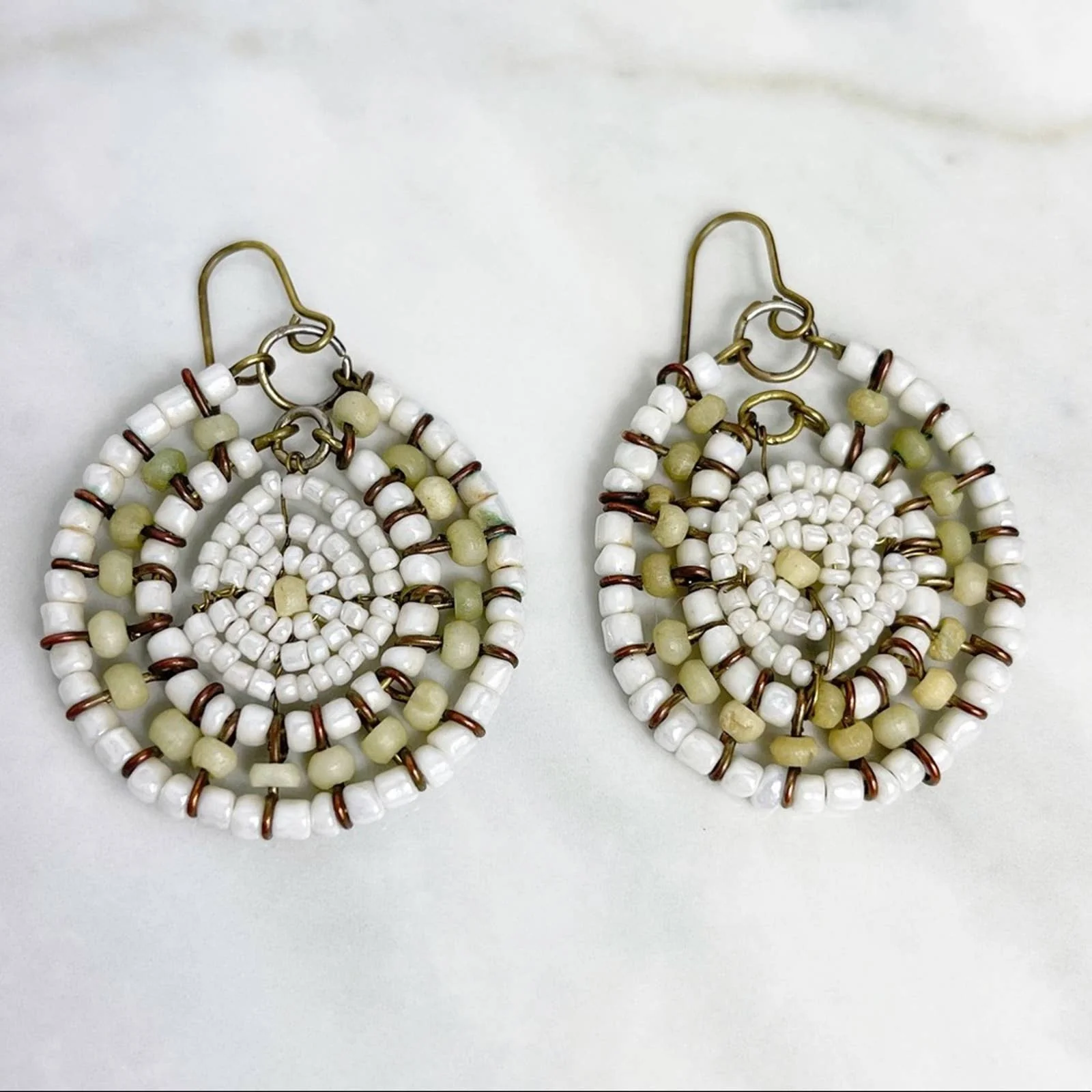 Vintage Beaded Dream Catcher Pattern Earrings - Image 5