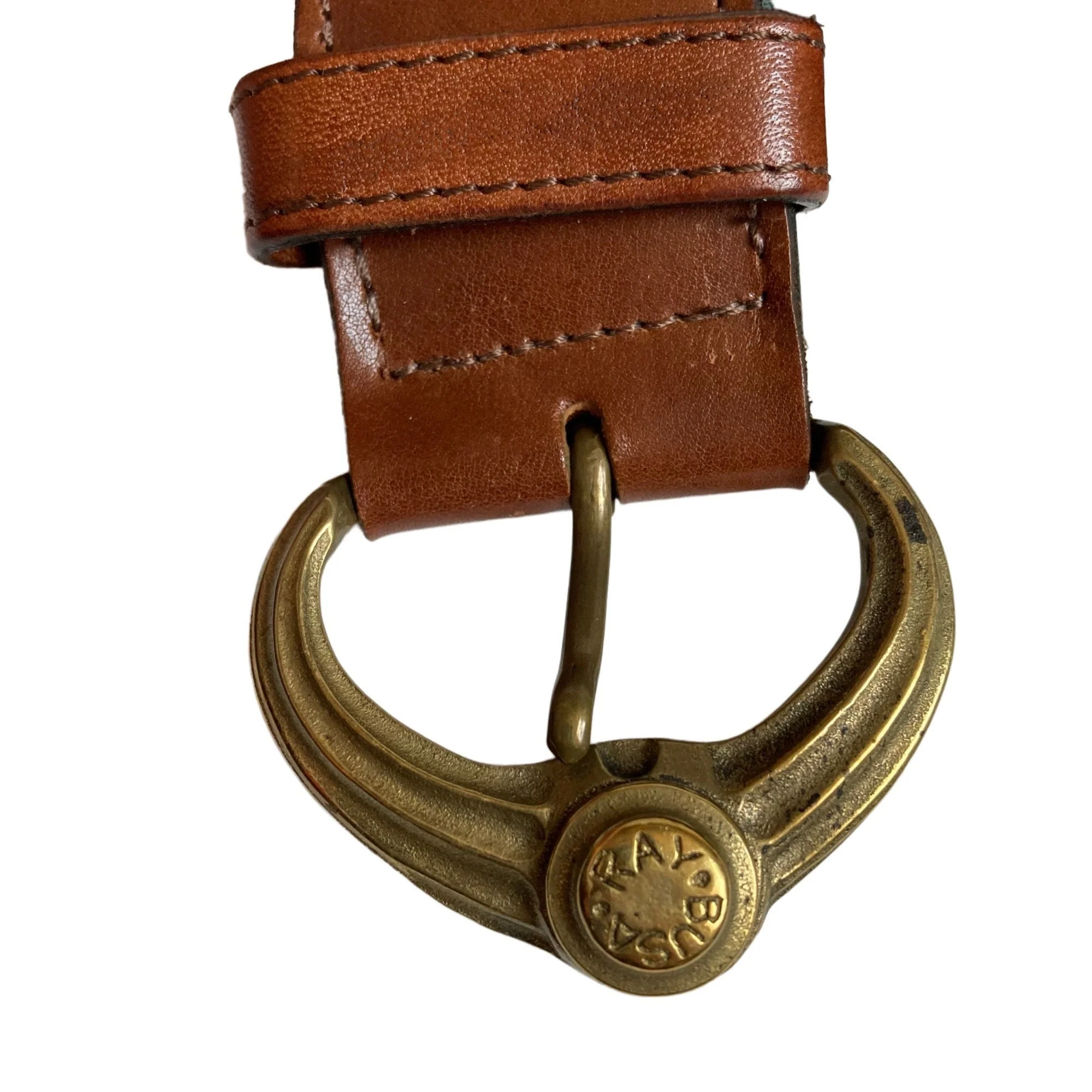 Vintage Belt Womens Small Brown Leather Green Trim Made In Austria by Ray Busa - Image 3