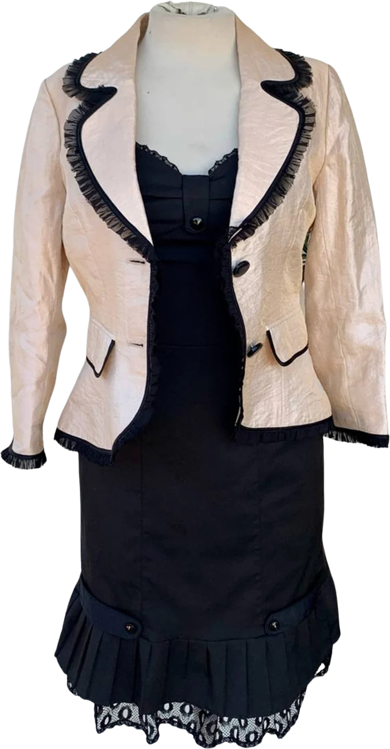 Vintage Betsey Johnson 90s 00s Pink Lace Glitter Metallic Blazer Jacket Top by Betsey Johnson