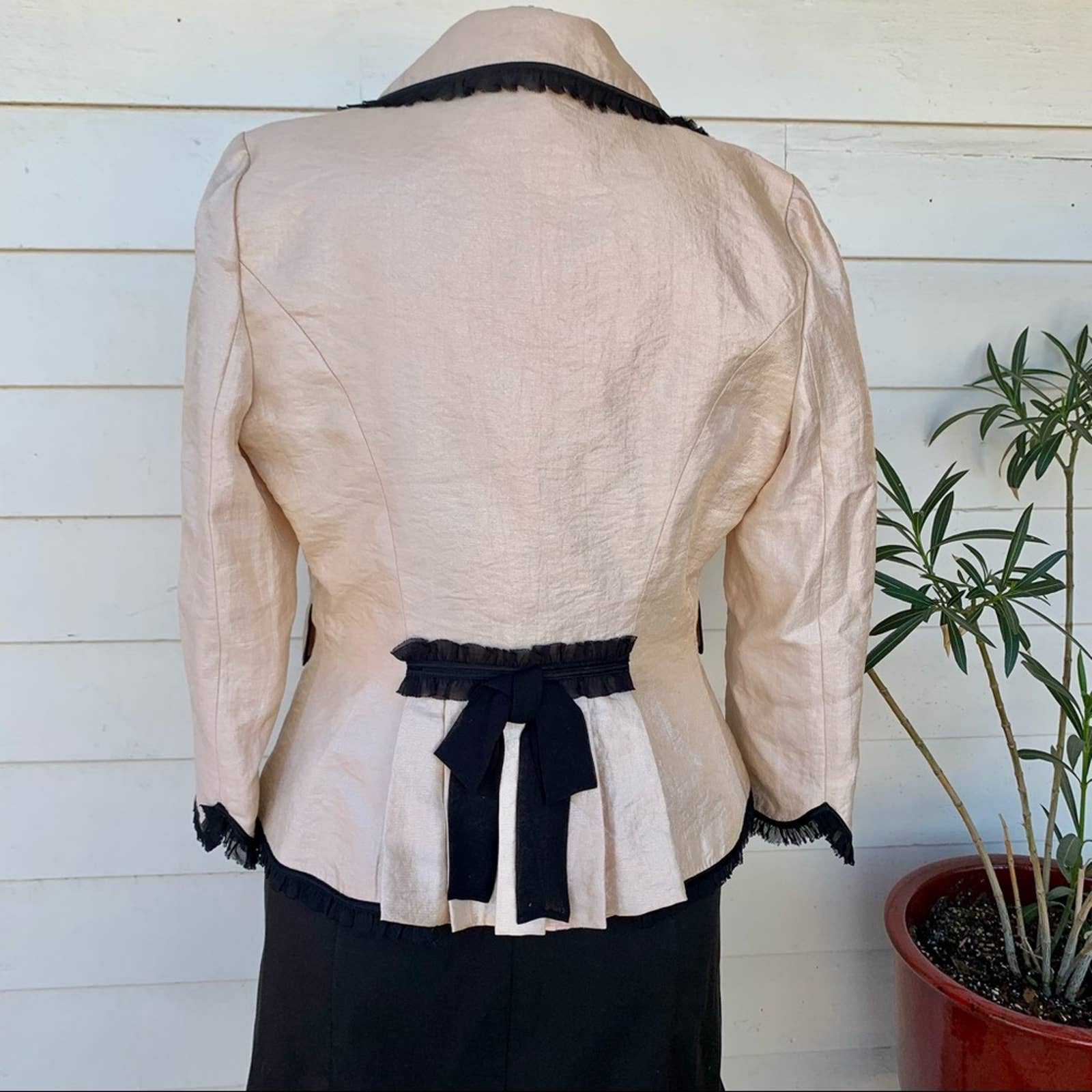 Vintage Betsey Johnson 90s 00s Pink Lace Glitter Metallic Blazer Jacket Top by Betsey Johnson - Image 5