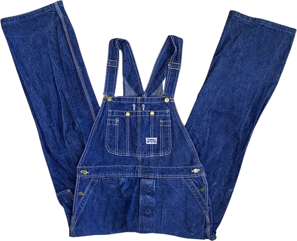 80s Vintage Bib Coveralls Big Smith Distressed Carpenter Usa Button Fly 35x32 by Carpenter By Big Smith