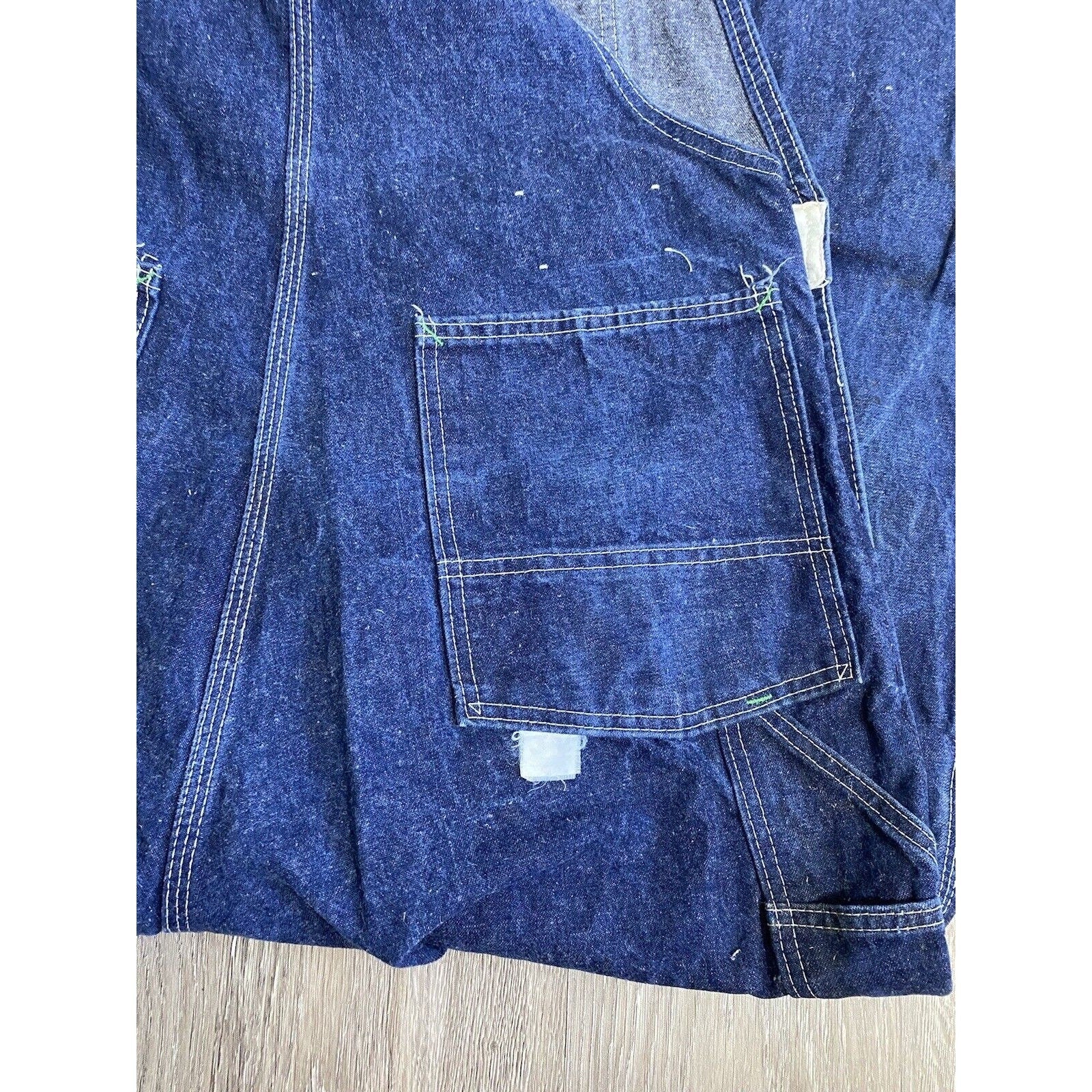 80s Vintage Bib Coveralls Big Smith Distressed Carpenter Usa Button Fly 35x32 by Carpenter By Big Smith - Image 10