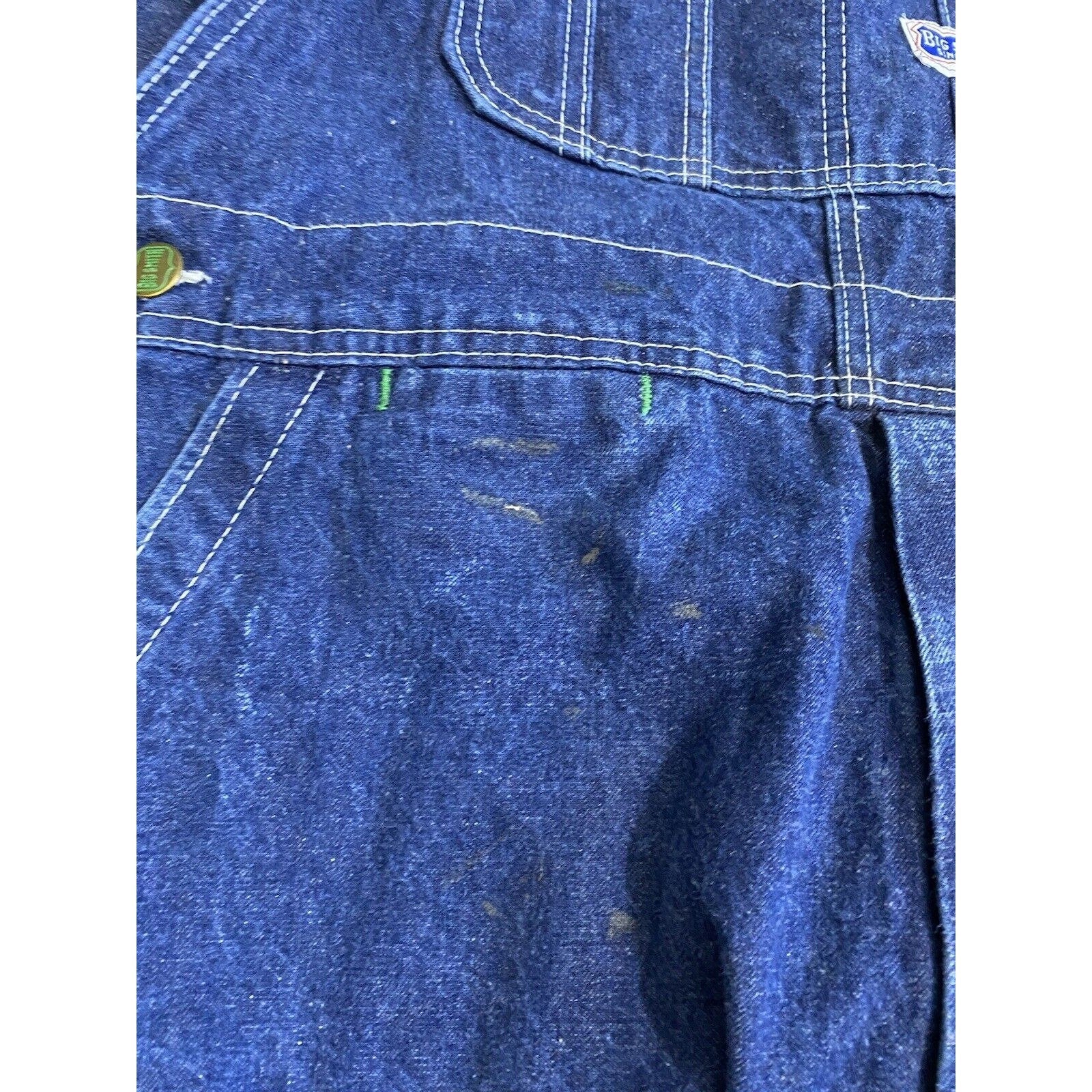 80s Vintage Bib Coveralls Big Smith Distressed Carpenter Usa Button Fly 35x32 by Carpenter By Big Smith - Image 3
