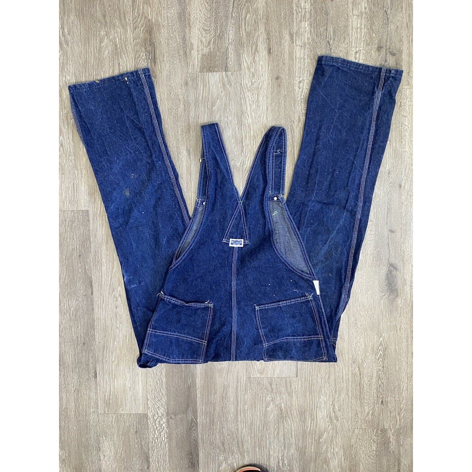 80s Vintage Bib Coveralls Big Smith Distressed Carpenter Usa Button Fly 35x32 by Carpenter By Big Smith - Image 6