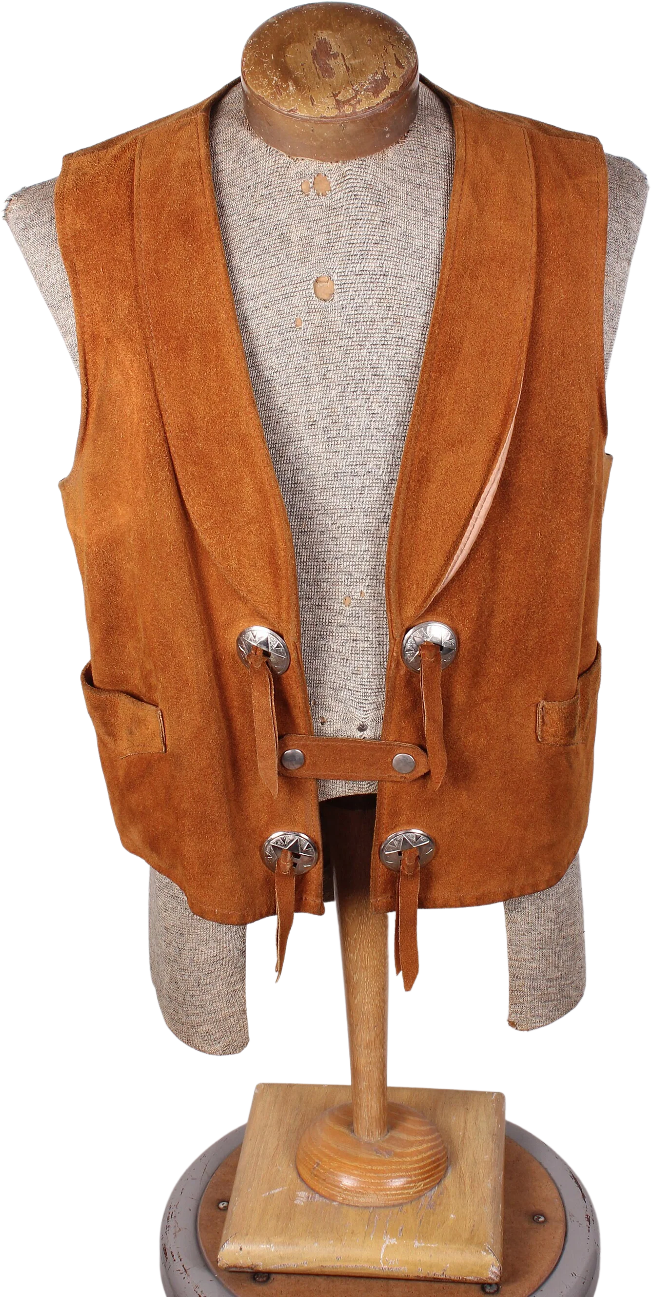 Vintage Biker Southwest Western Wear Joo Kay Brand Men's Suede Leather Vest with Trim by Joo Kay