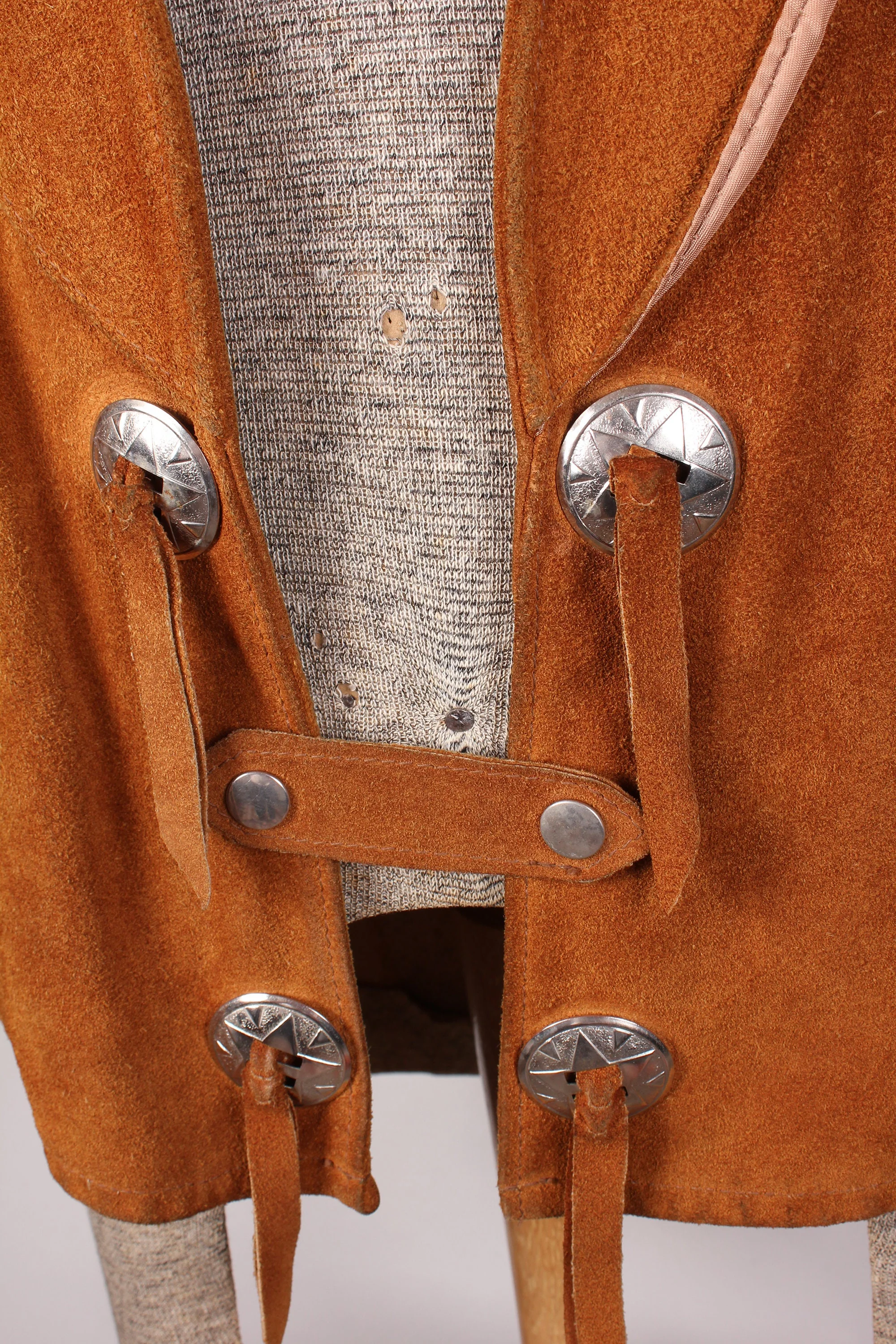 Vintage Biker Southwest Western Wear Joo Kay Brand Men's Suede Leather Vest with Trim by Joo Kay - Image 4