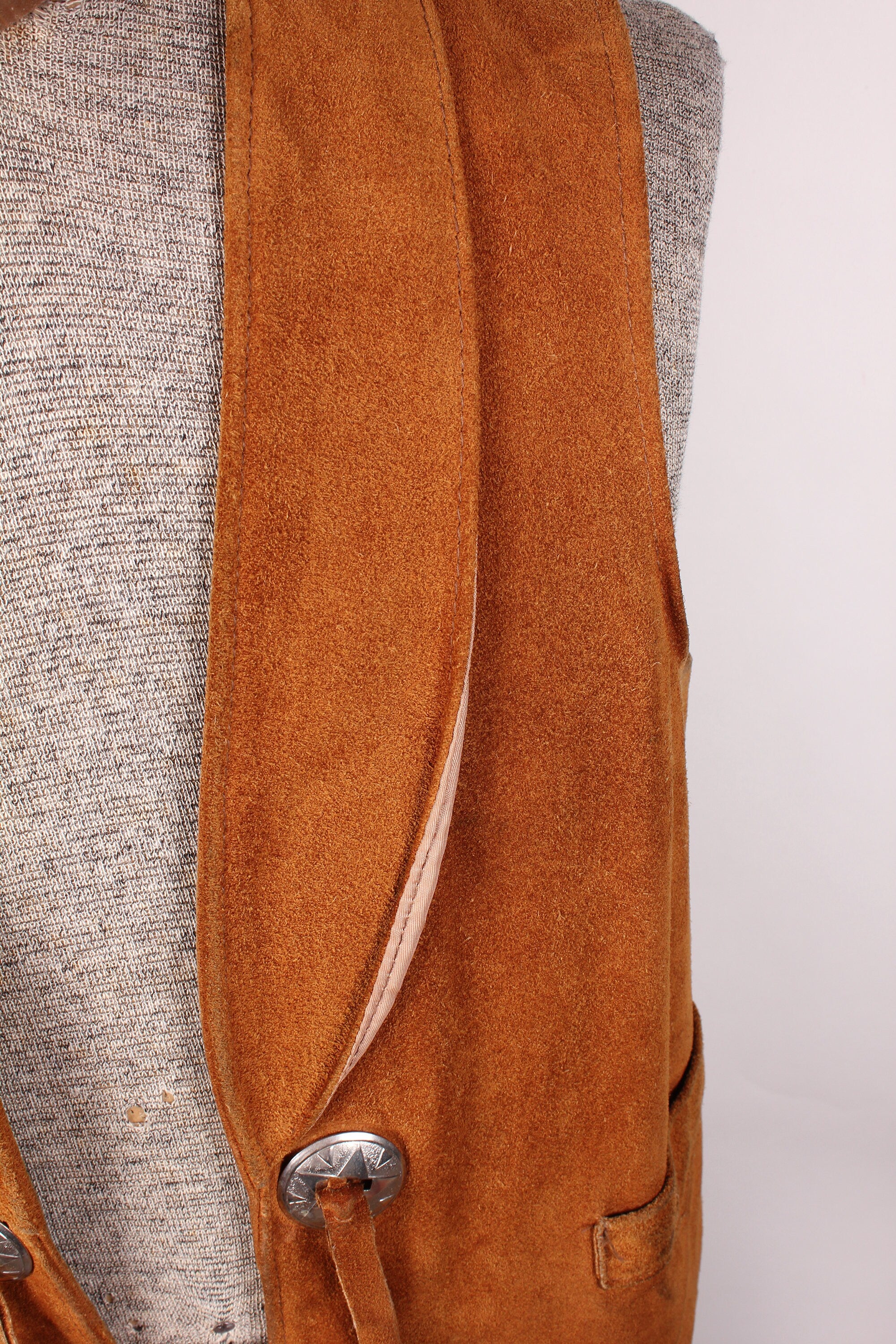 Vintage Biker Southwest Western Wear Joo Kay Brand Men's Suede Leather Vest with Trim by Joo Kay - Image 5