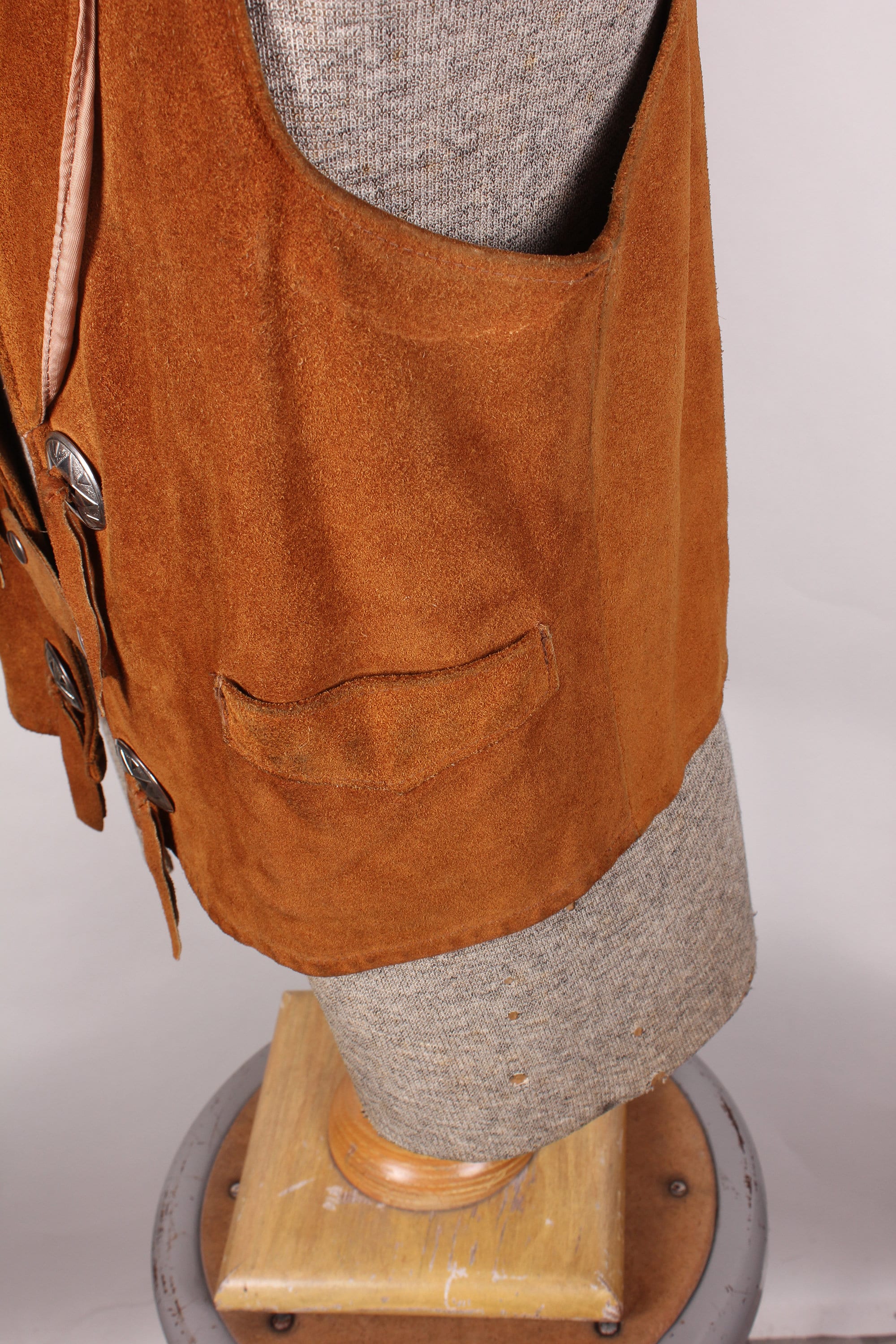 Vintage Biker Southwest Western Wear Joo Kay Brand Men's Suede Leather Vest with Trim by Joo Kay - Image 6