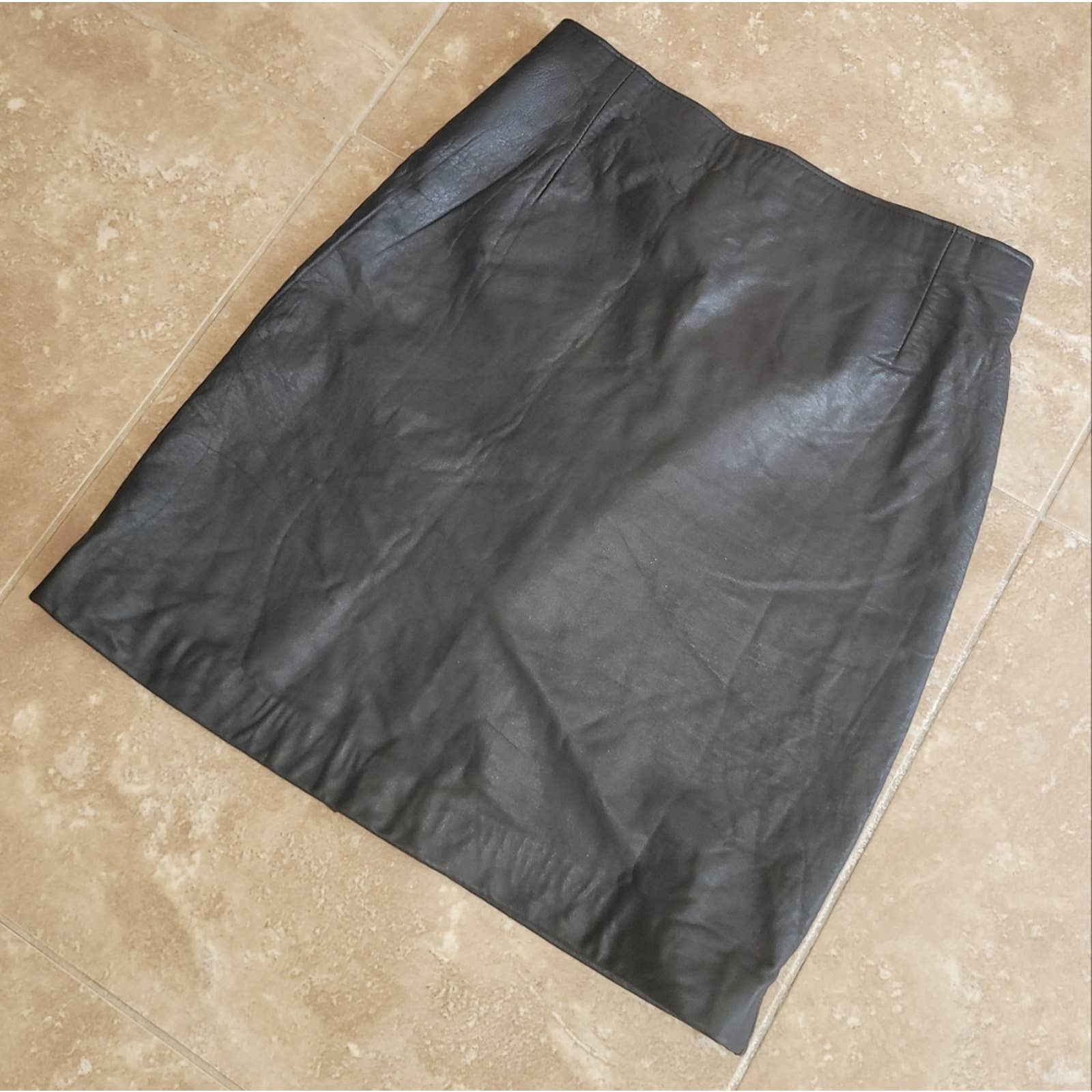 Vintage Black 100% Genuine Leather A-Line Mini Skirt - Size Small by Frost Bros - Image 3
