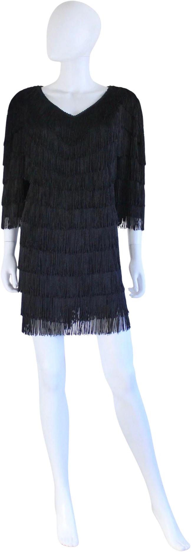 Vintage Black Fringe Cocktail Dress