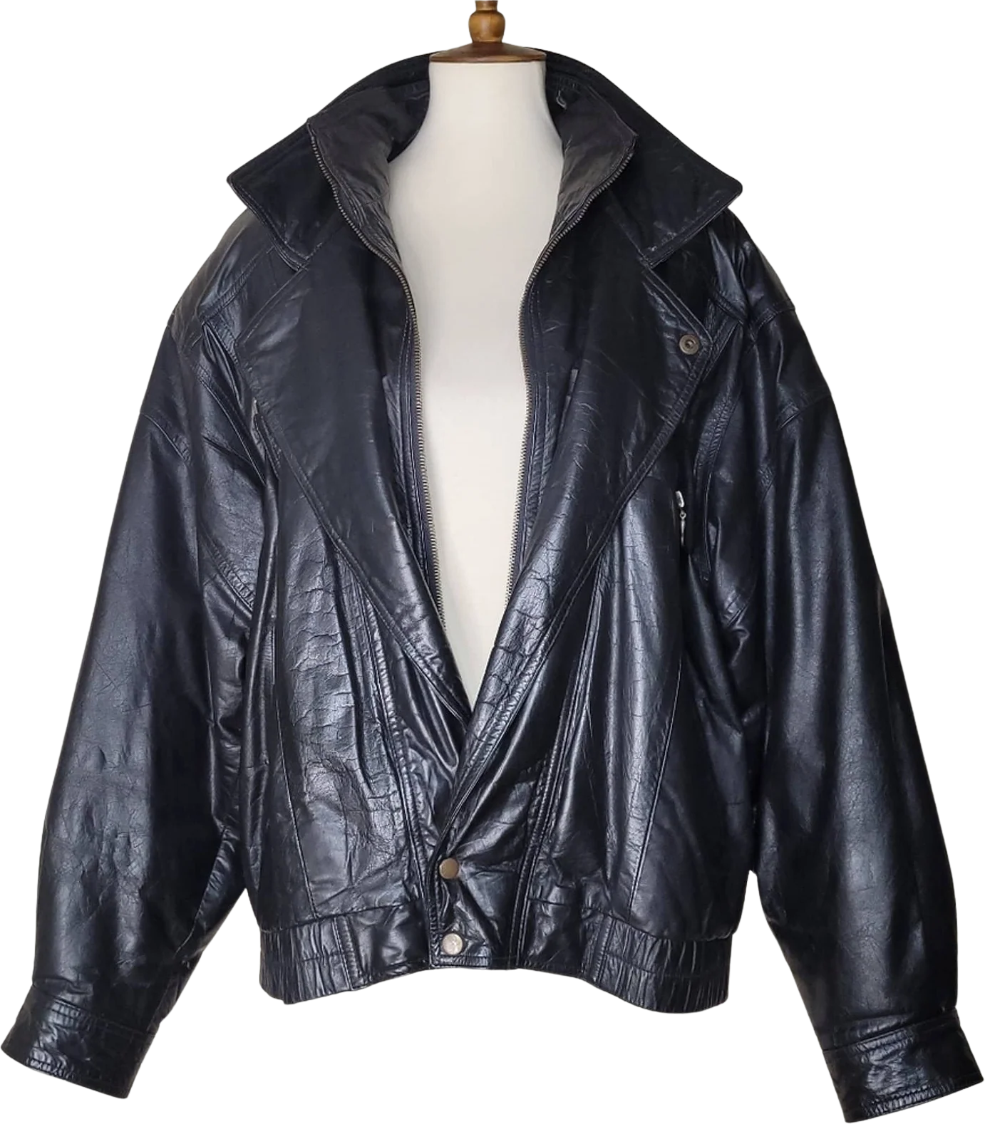 Vintage Black Full-Zip Leather Jacket - Large by American Armor
