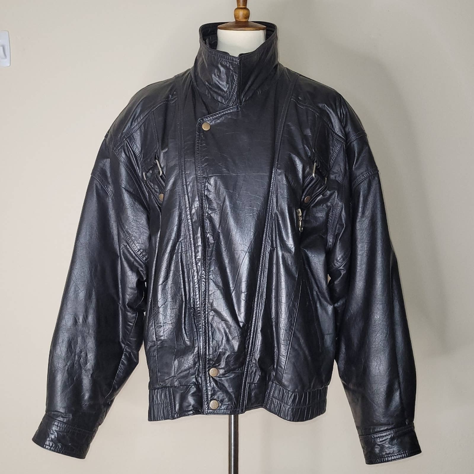 Vintage Black Full-Zip Leather Jacket - Large by American Armor - Image 11