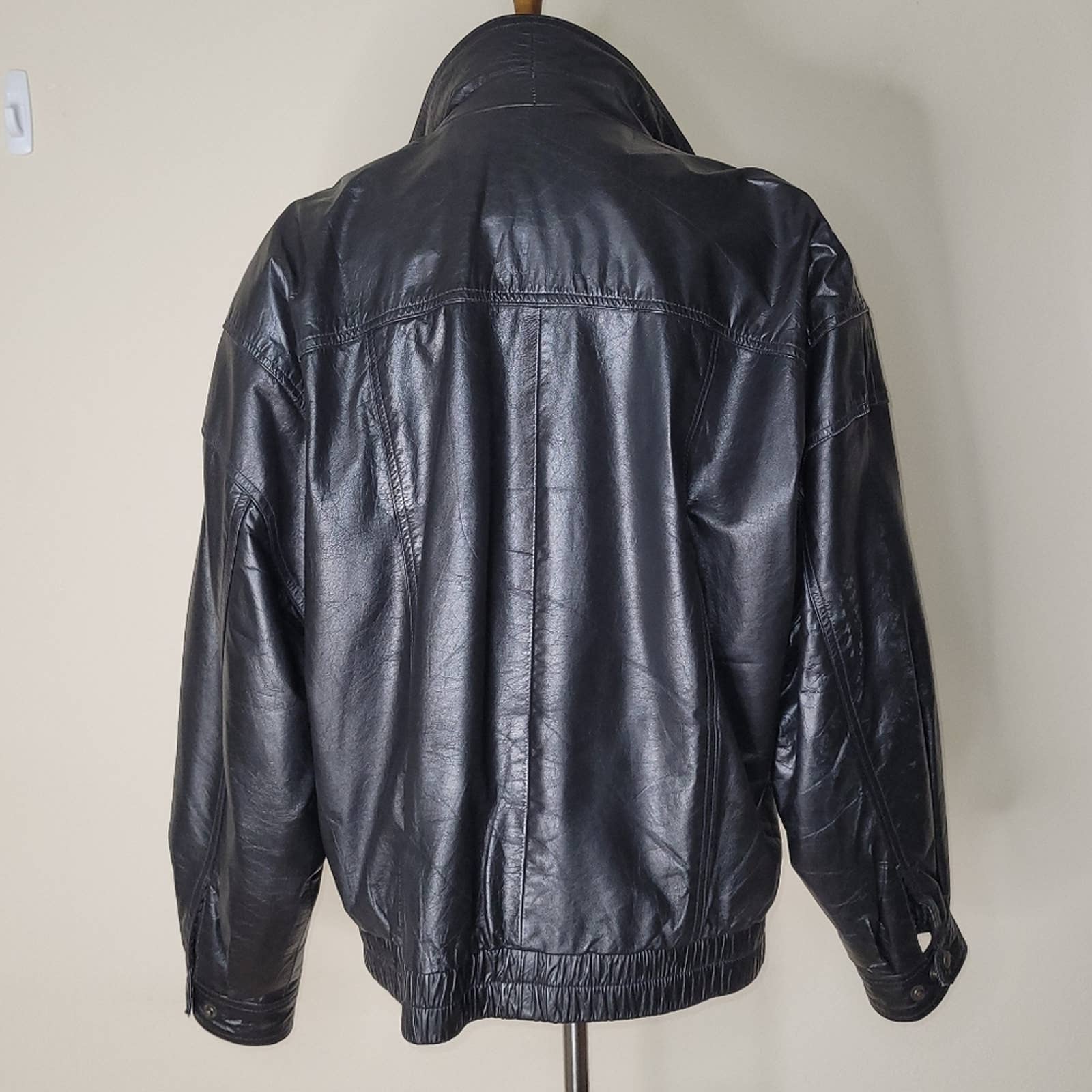 Vintage Black Full-Zip Leather Jacket - Large by American Armor - Image 2