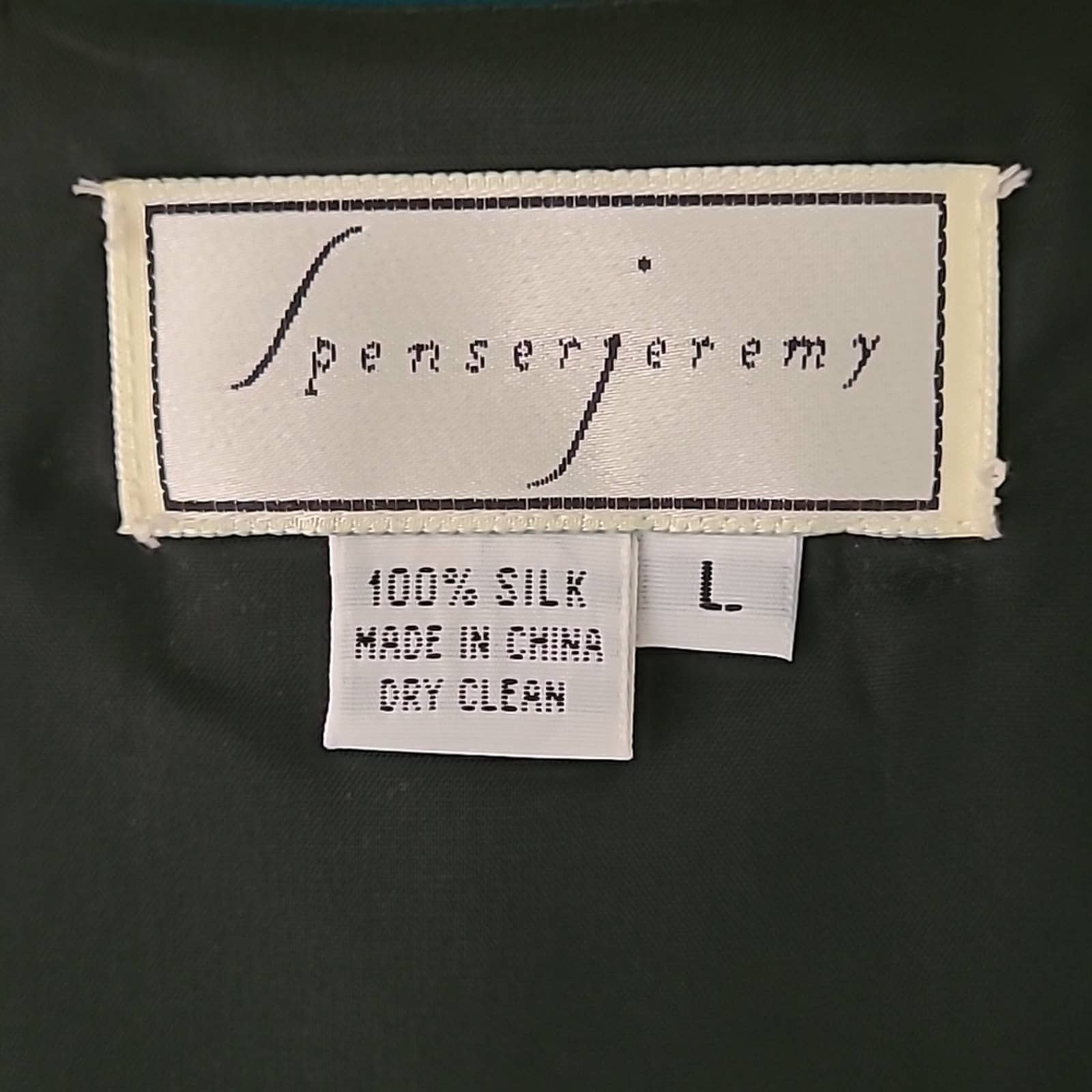 Vintage Black Graphic Print 100% Silk Sleeveless V-Neck Vest - L by Spenser Jeremy - Image 9