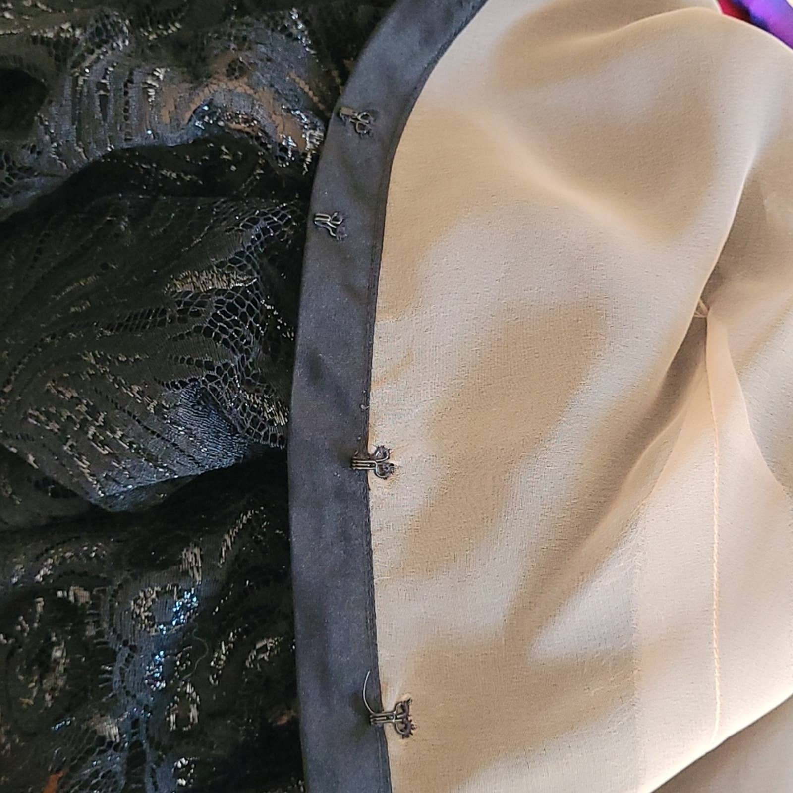 Vintage Black Lace V-Neck Peplum Blouse Size Small by Werle Beverly Hills - Image 11