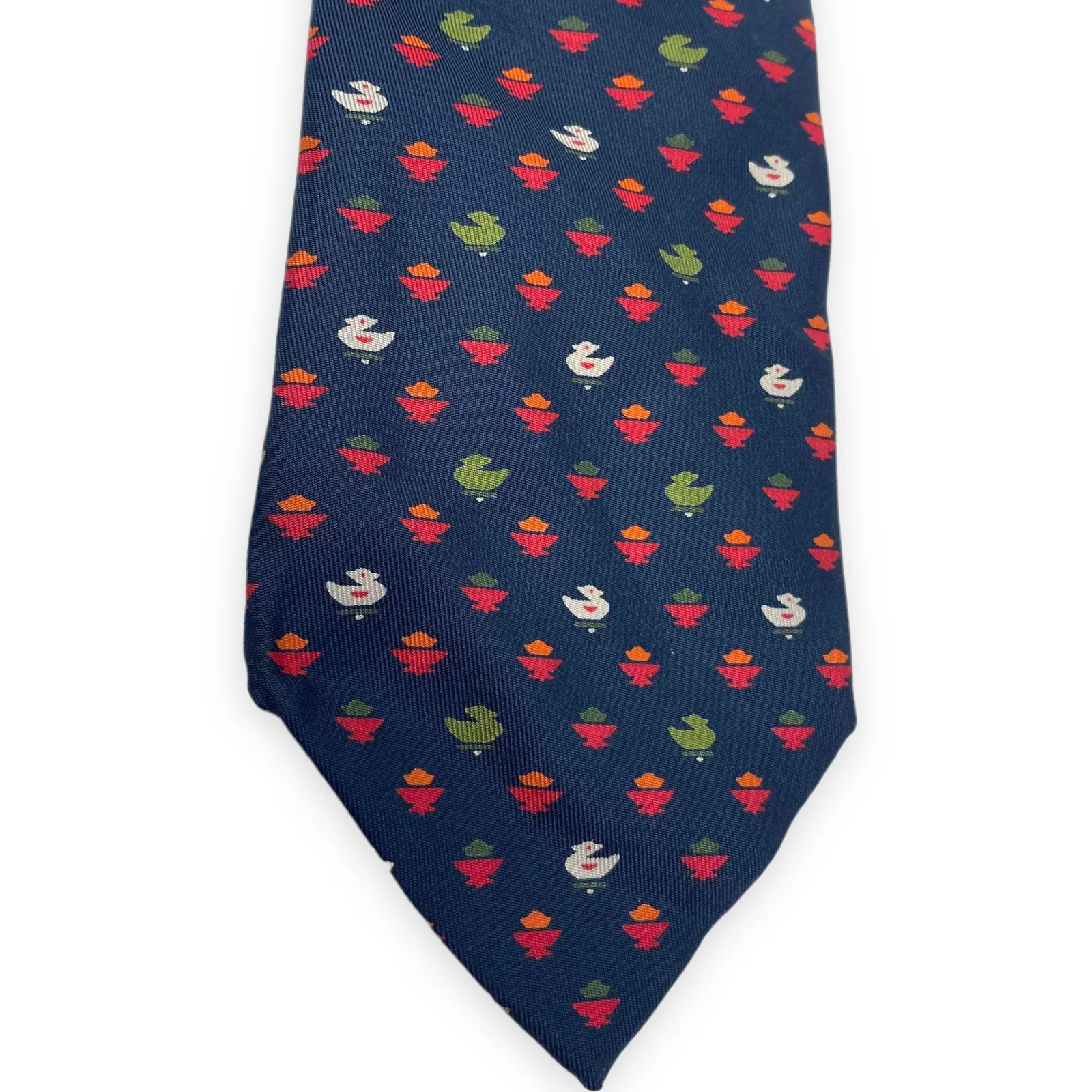 Vintage Black Red Patterned Silk Tie by HERMES - Image 2