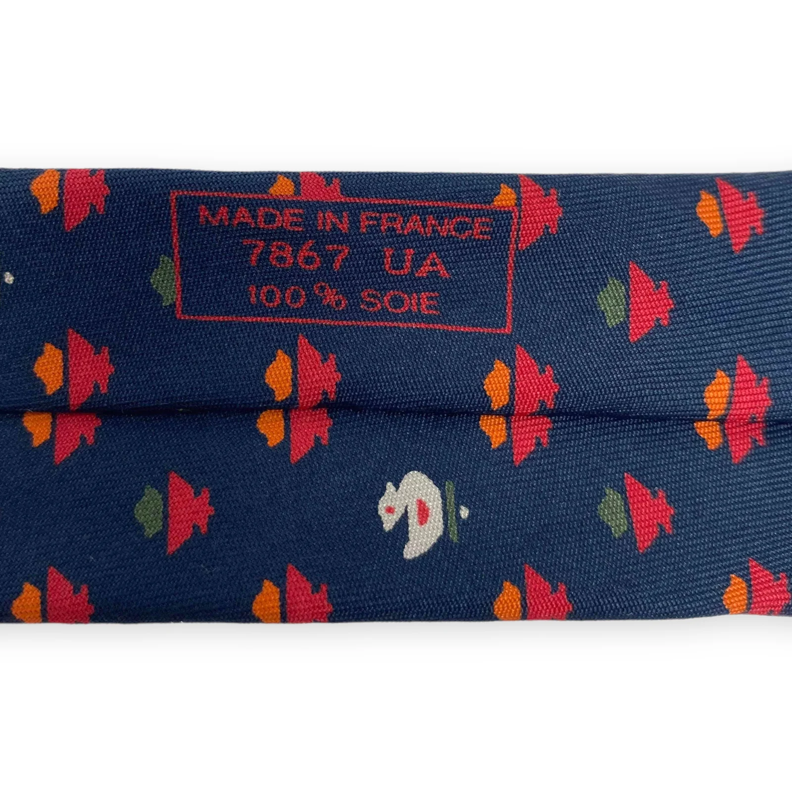 Vintage Black Red Patterned Silk Tie by HERMES - Image 5