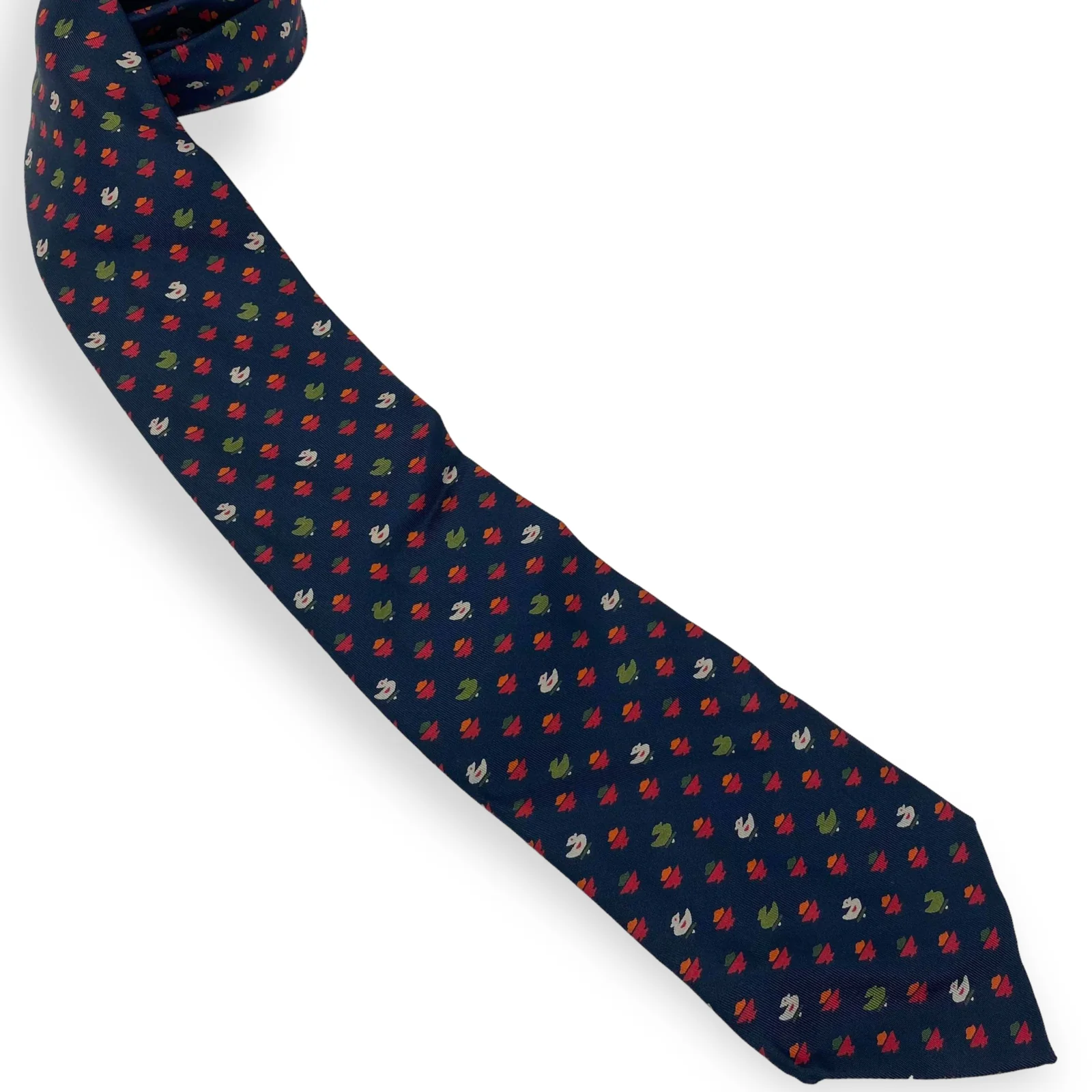 Vintage Black Red Patterned Silk Tie by HERMES - Image 7