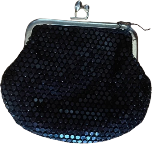 Vintage Black Sequin Coin Purse with Snap Closure by St Thomas