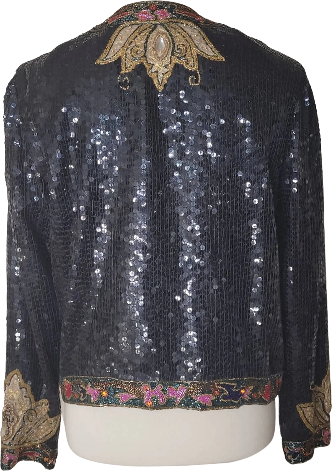 Vintage Black Sequined and Beaded Embellished Jacket S by Isabell Gerhart - Image 2