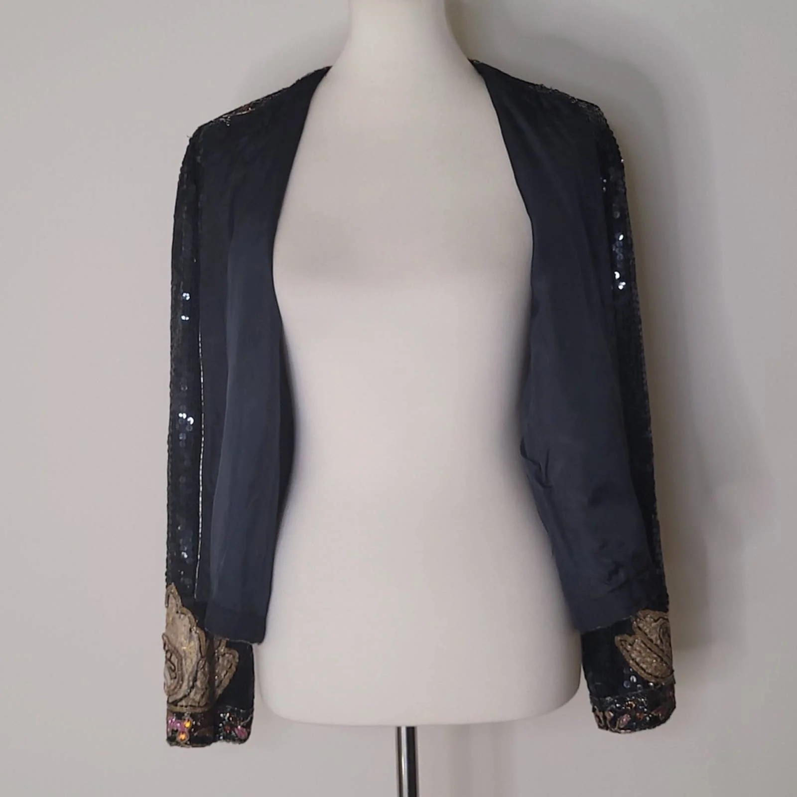 Vintage Black Sequined and Beaded Embellished Jacket S by Isabell Gerhart - Image 8
