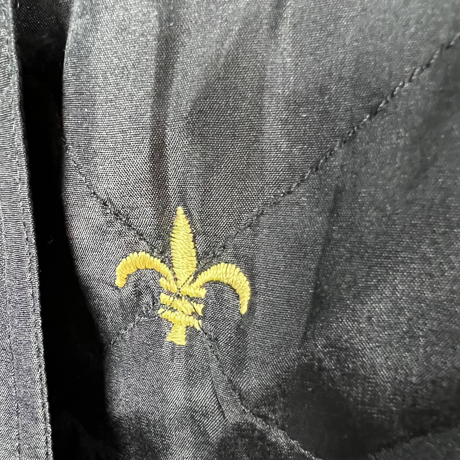 Vintage Black Silk Jacket Fleur De Lis Zip Up Snap Button 4x Nwt by Richard Simmons - Image 3